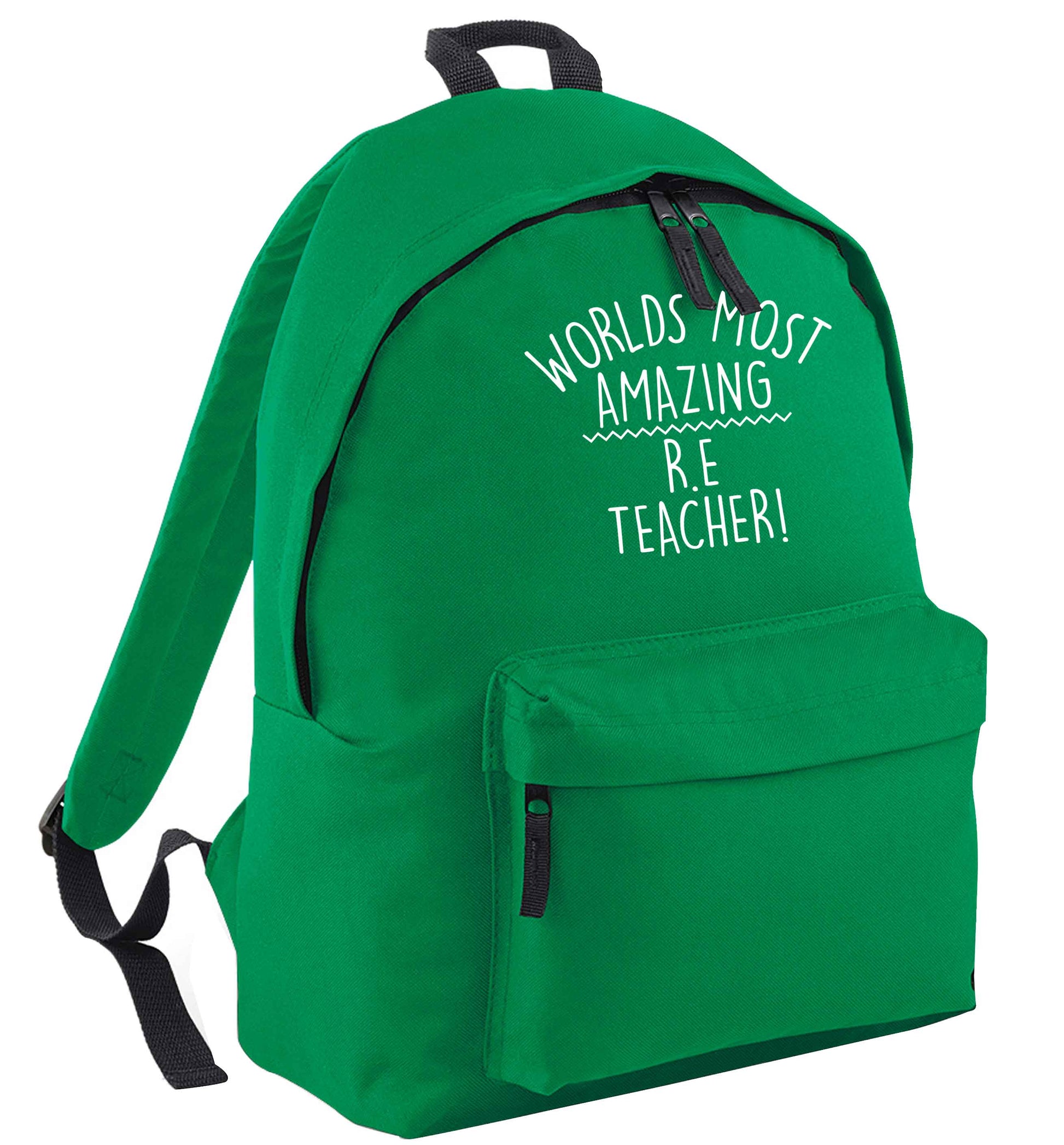 Worlds most amazing R.E teacher green adults backpack