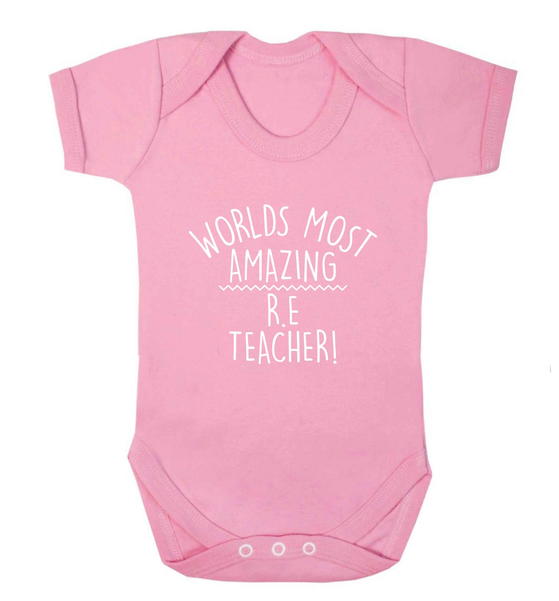 Worlds most amazing R.E teacher baby vest pale pink 18-24 months