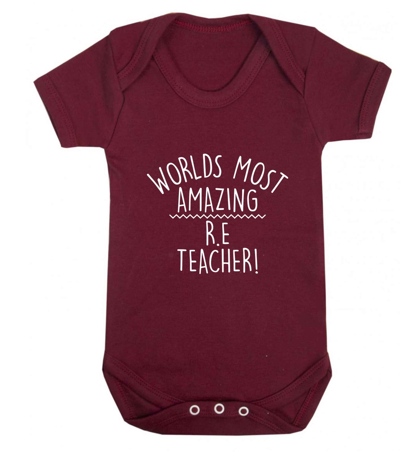 Worlds most amazing R.E teacher baby vest maroon 18-24 months