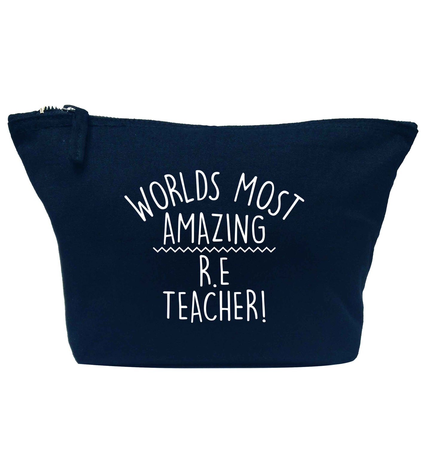 Worlds most amazing R.E teacher navy makeup bag