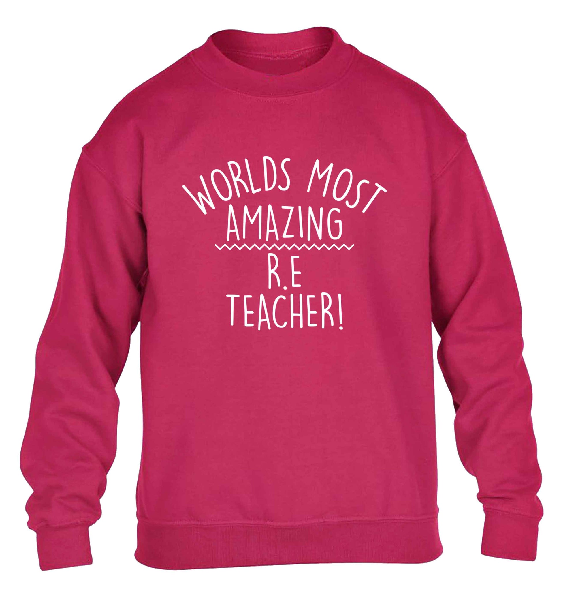 Worlds most amazing R.E teacher children's pink sweater 12-13 Years