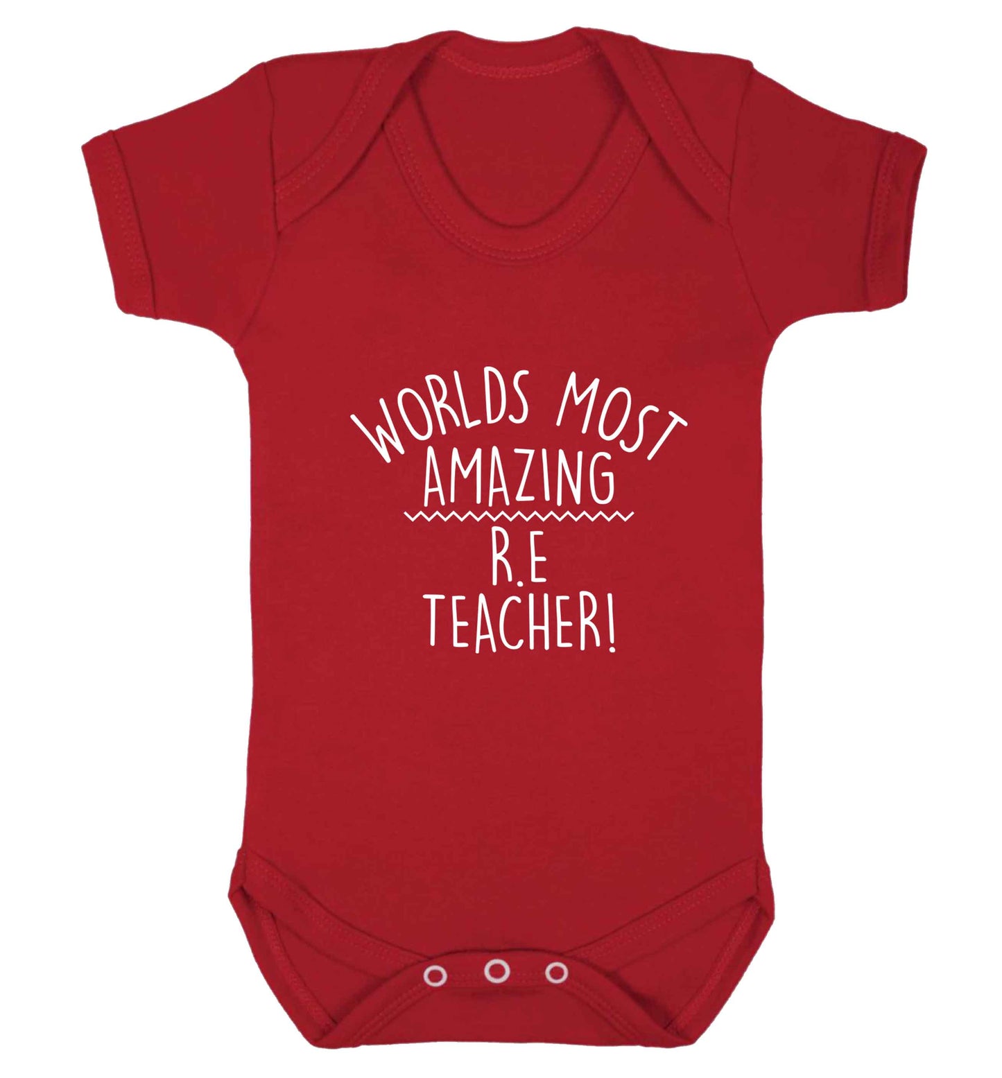 Worlds most amazing R.E teacher baby vest red 18-24 months