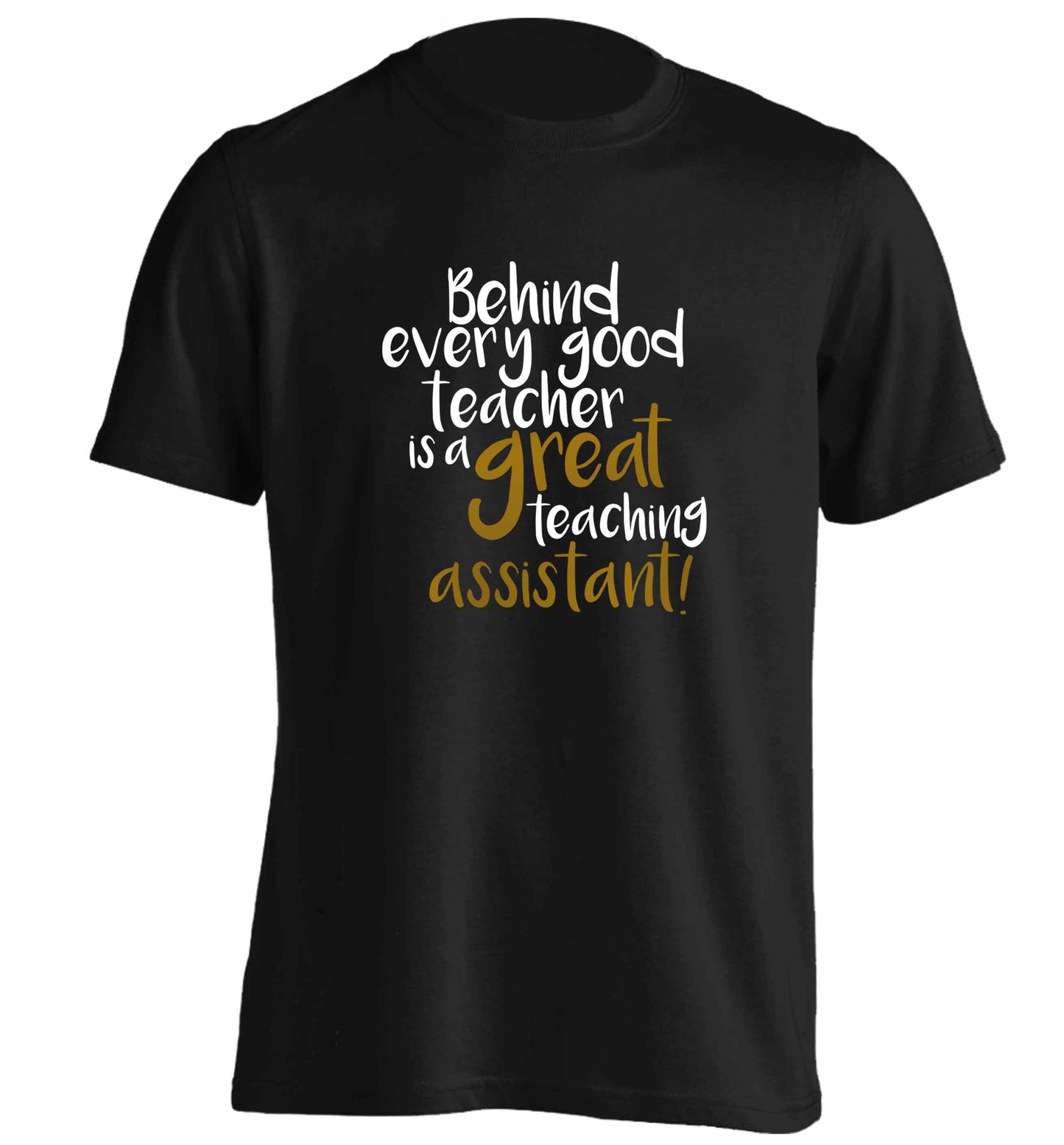 Behind every good teacher is a great teaching assistant adults unisex black Tshirt 2XL