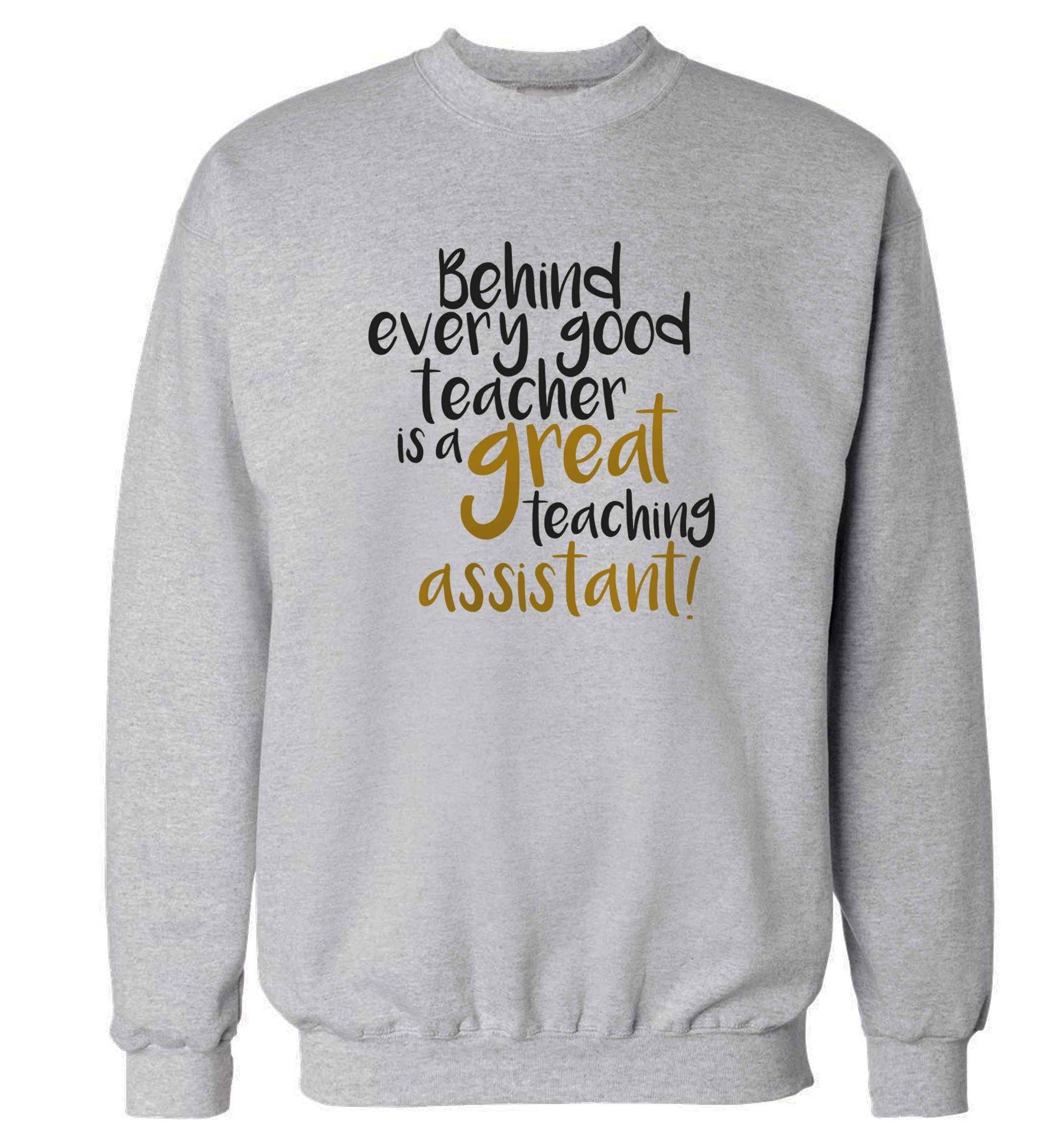 Behind every good teacher is a great teaching assistant adult's unisex grey sweater 2XL