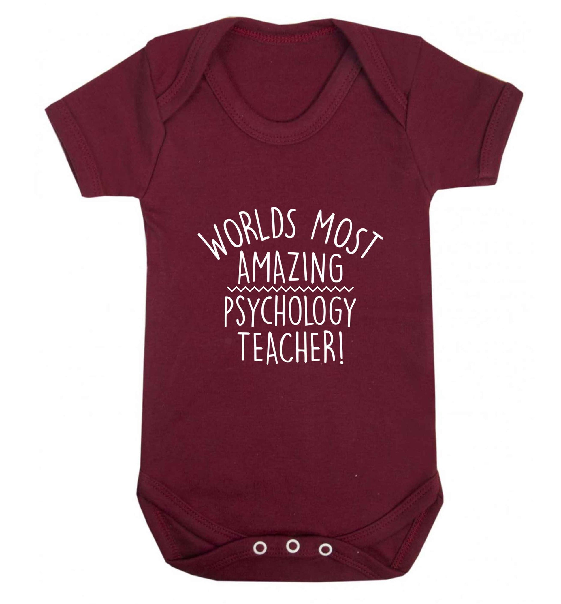 Worlds most amazing psychology teacher baby vest maroon 18-24 months