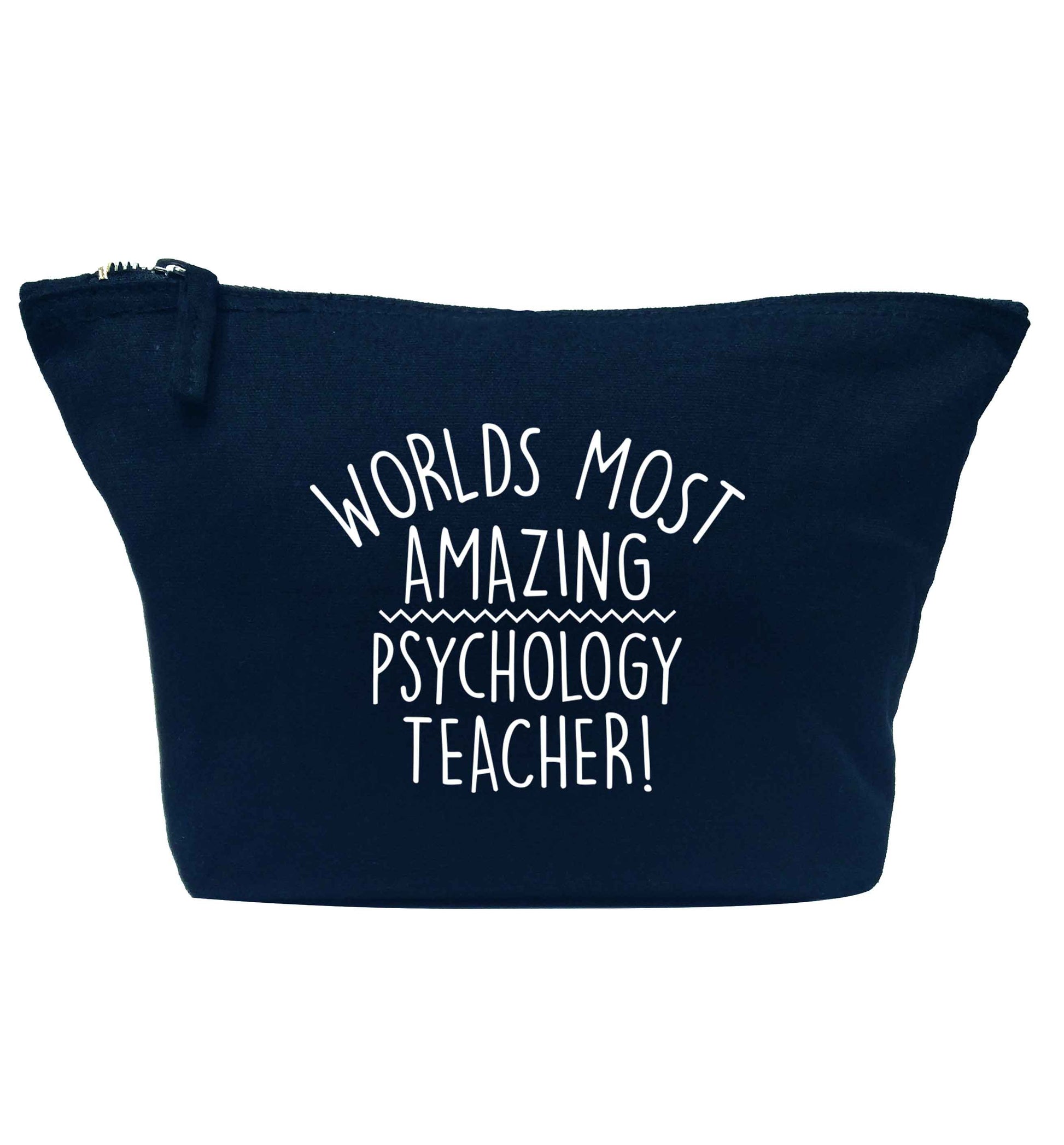 Worlds most amazing psychology teacher navy makeup bag