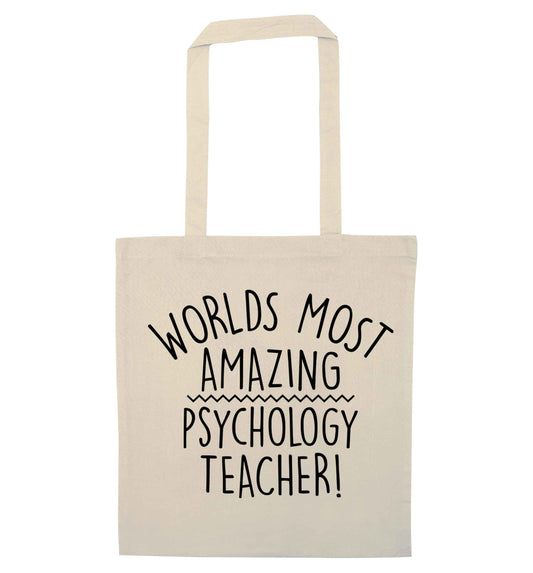 Worlds most amazing psychology teacher natural tote bag