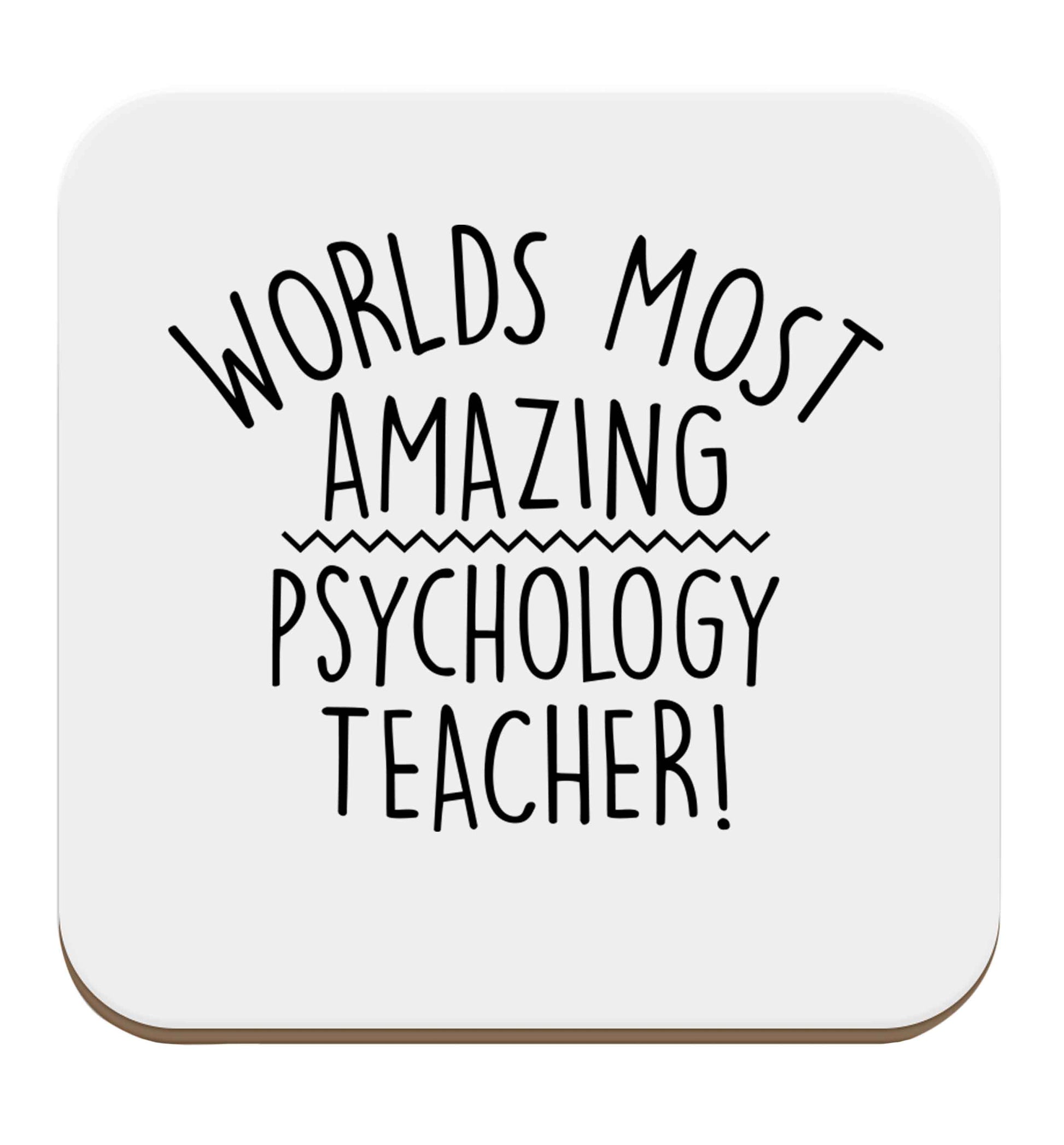 Worlds most amazing psychology teacher set of four coasters