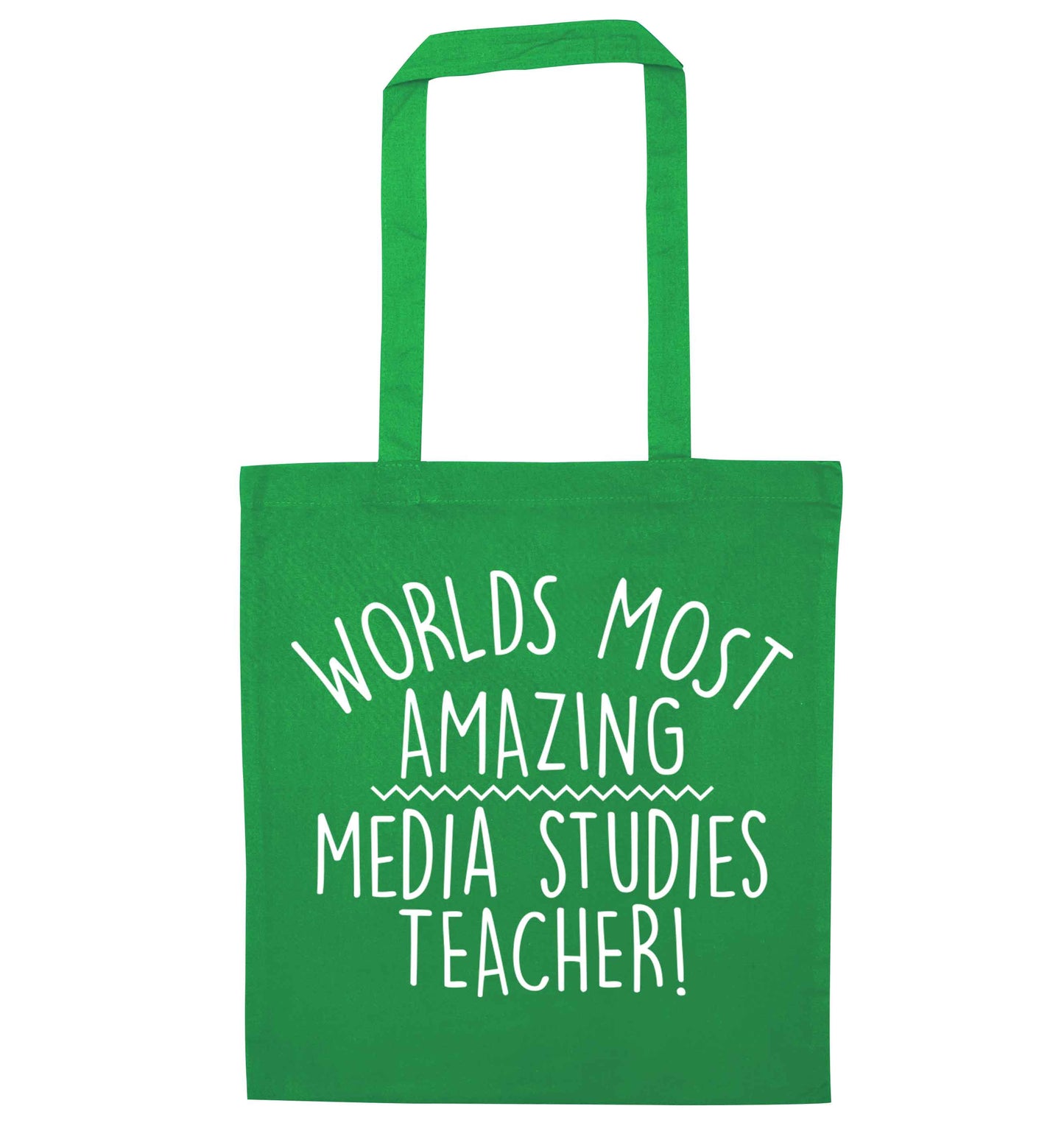 Worlds most amazing media studies teacher green tote bag