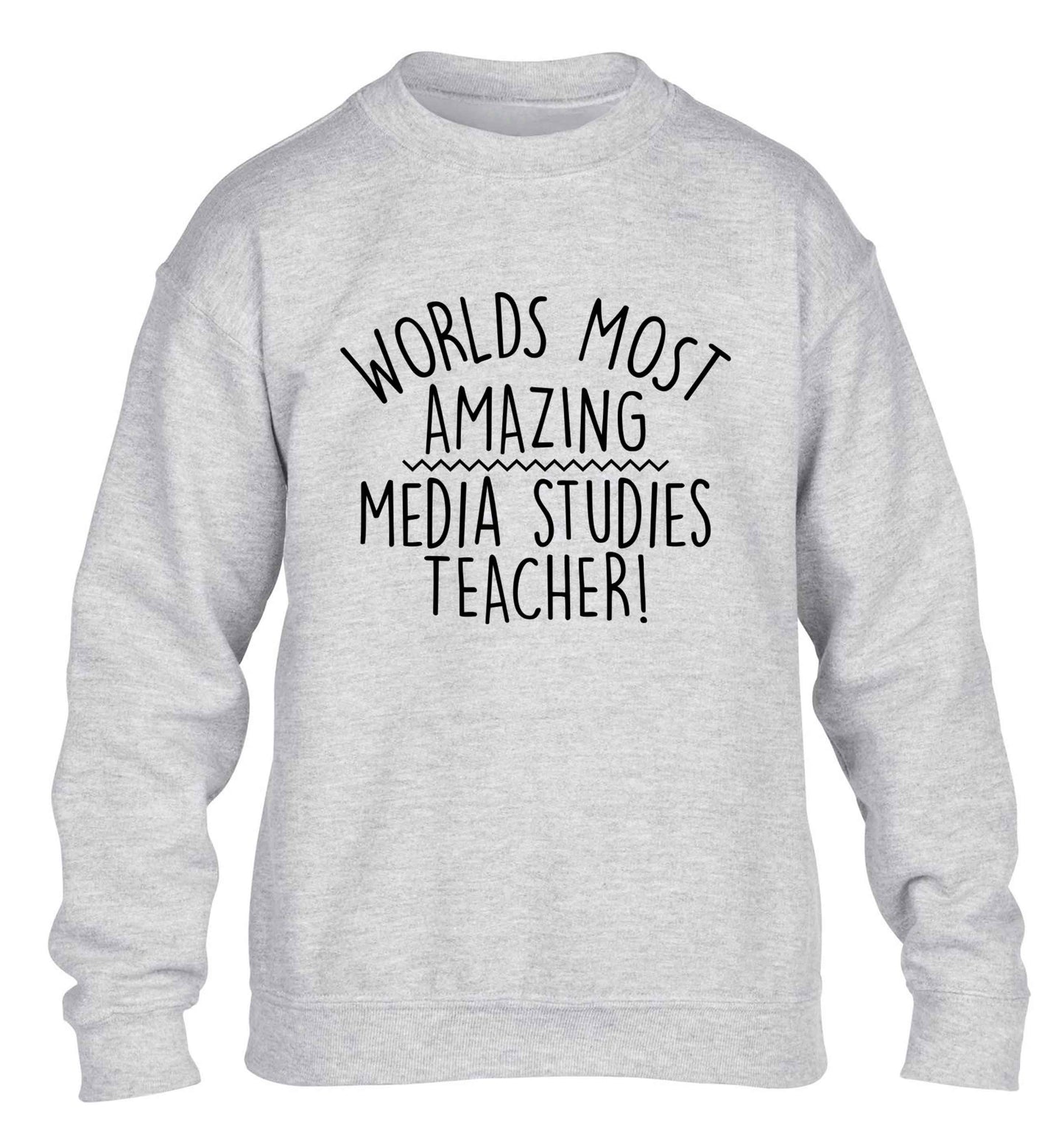 Worlds most amazing media studies teacher children's grey sweater 12-13 Years