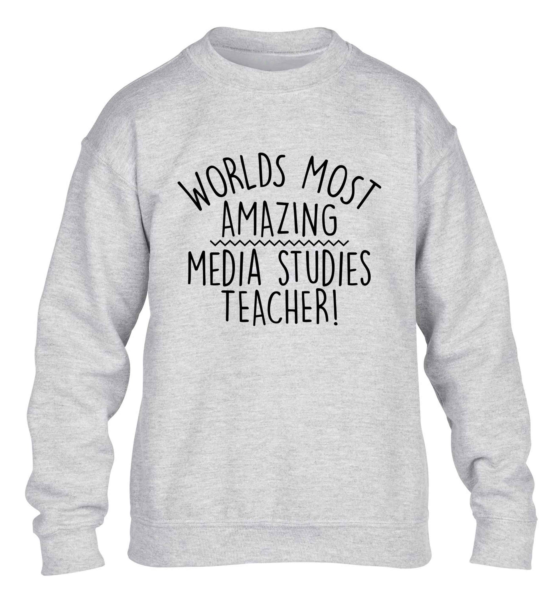 Worlds most amazing media studies teacher children's grey sweater 12-13 Years