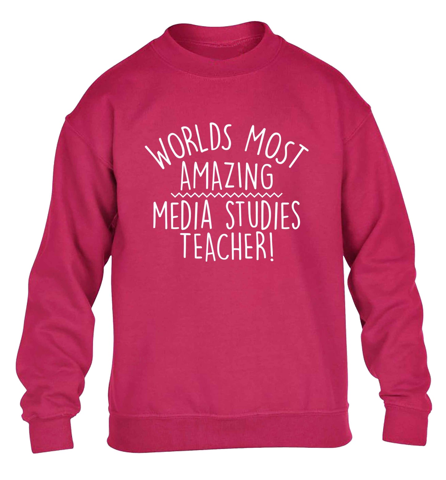 Worlds most amazing media studies teacher children's pink sweater 12-13 Years