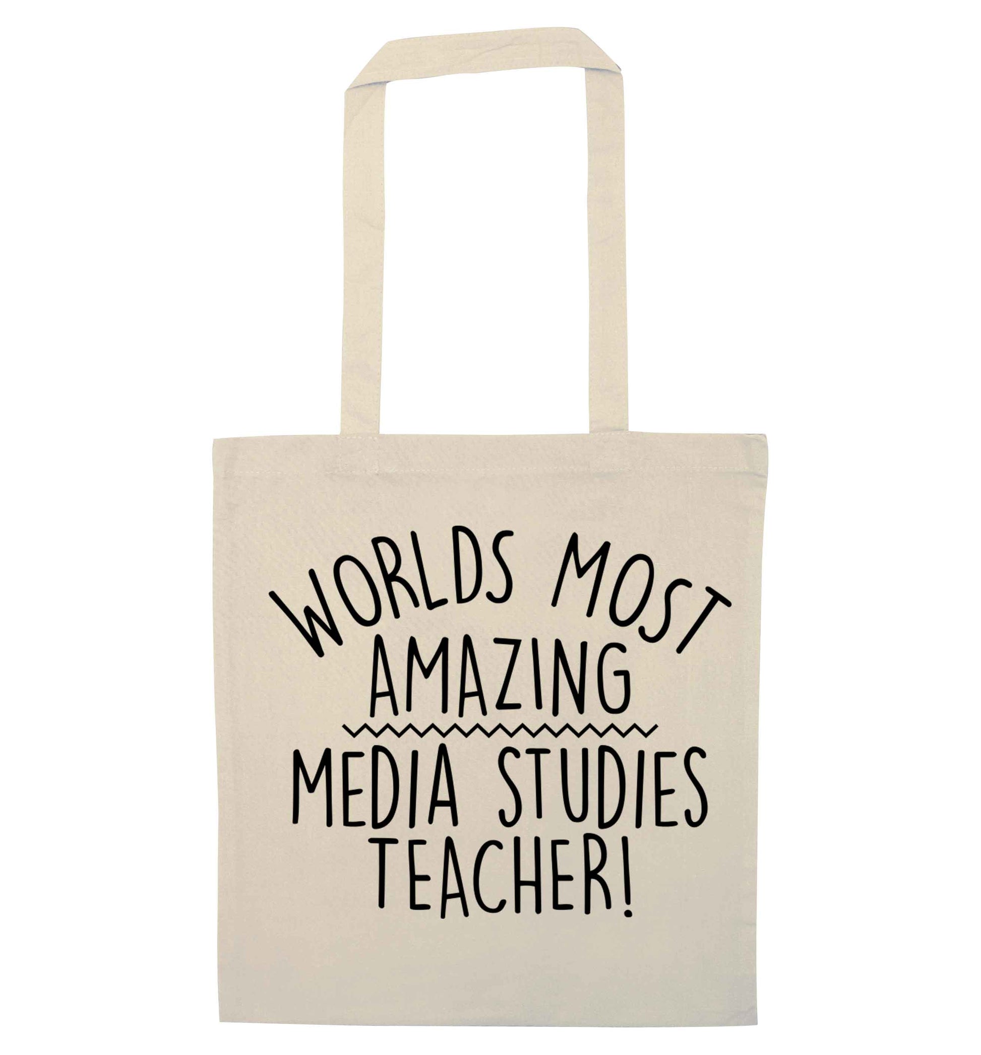Worlds most amazing media studies teacher natural tote bag