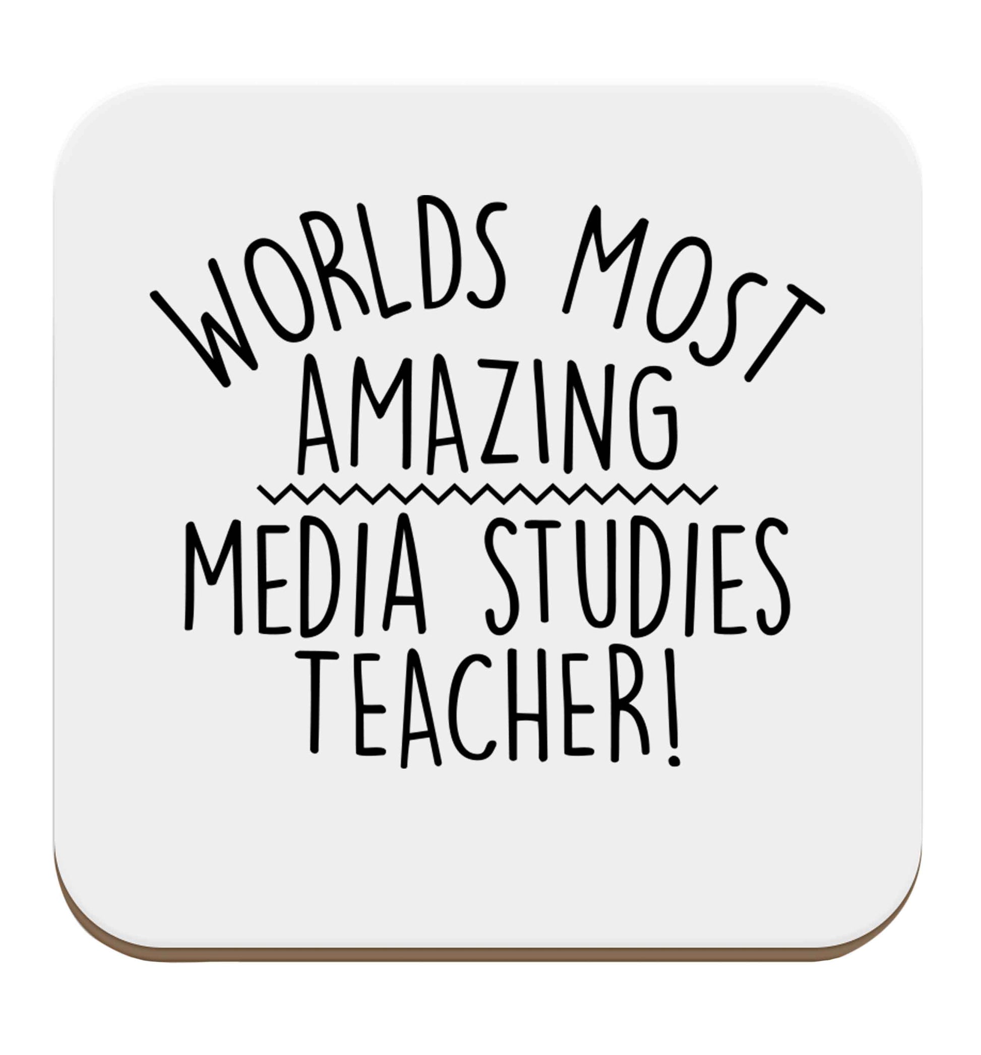 Worlds most amazing media studies teacher set of four coasters