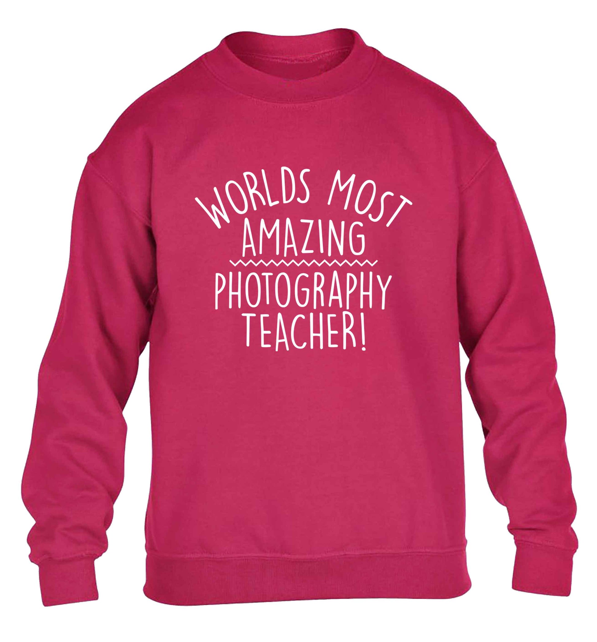 Worlds most amazing photography teacher children's pink sweater 12-13 Years