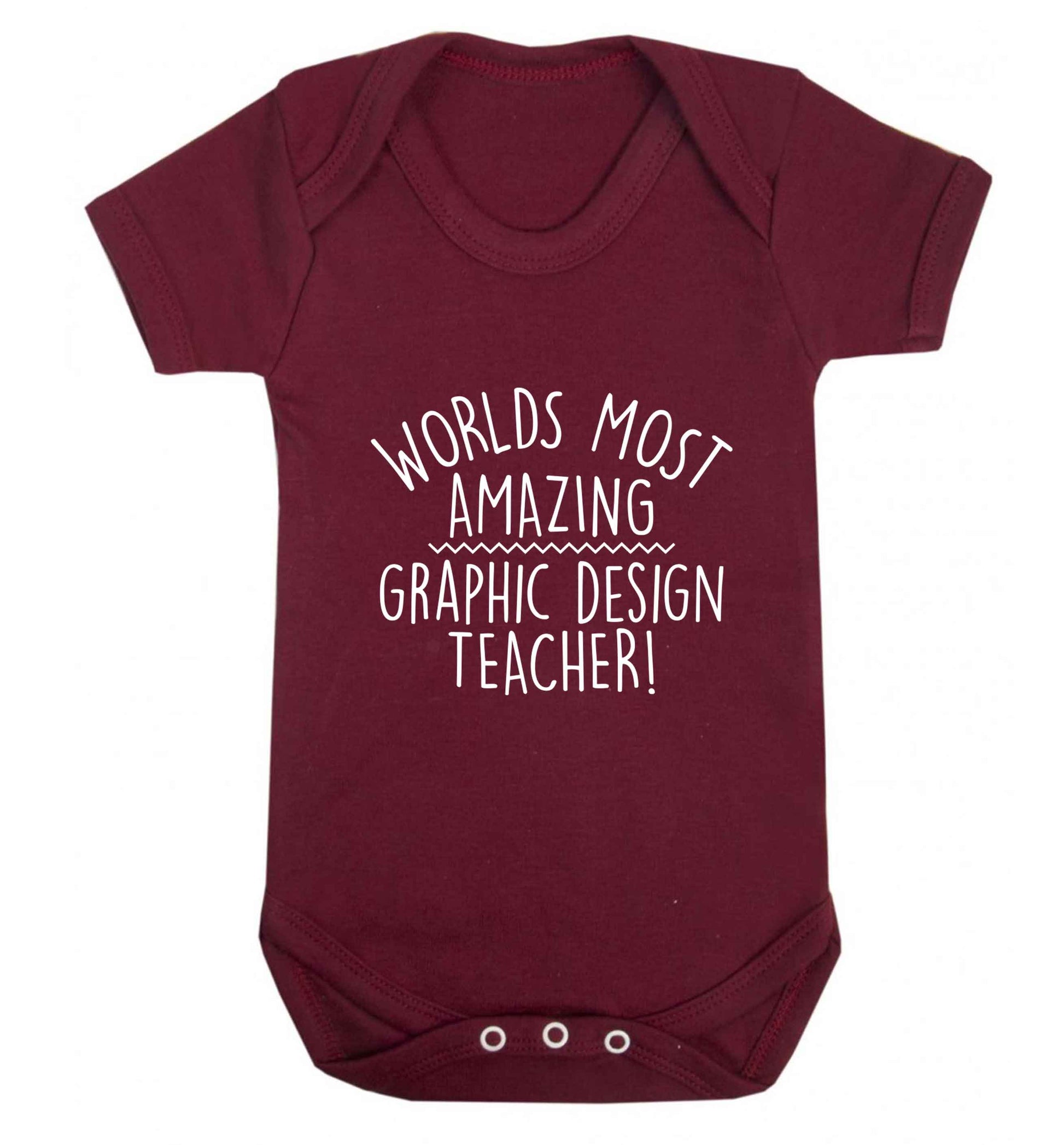 Worlds most amazing graphic design teacher baby vest maroon 18-24 months