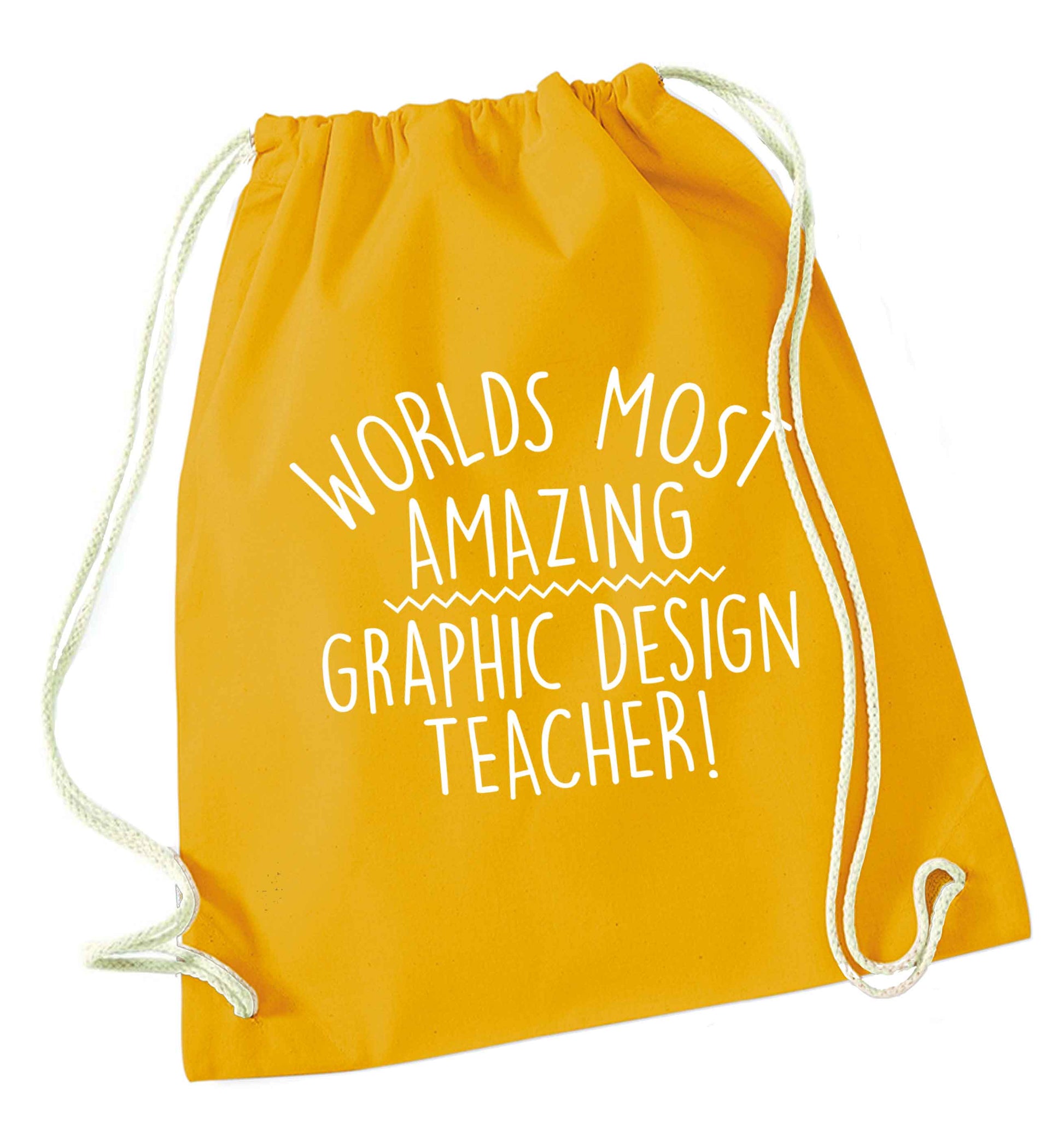 Worlds most amazing graphic design teacher mustard drawstring bag