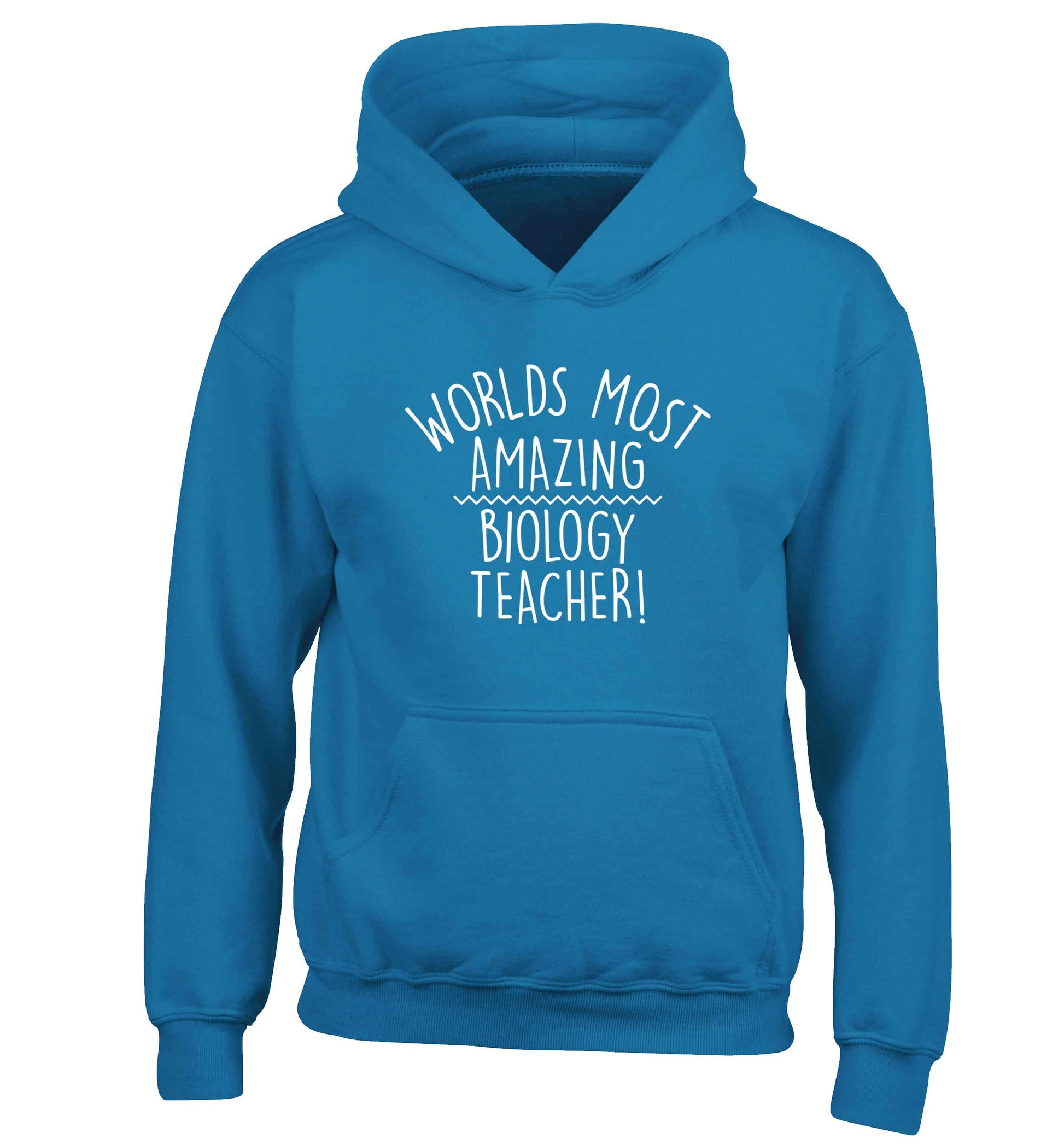 Worlds most amazing biology teacher children's blue hoodie 12-13 Years