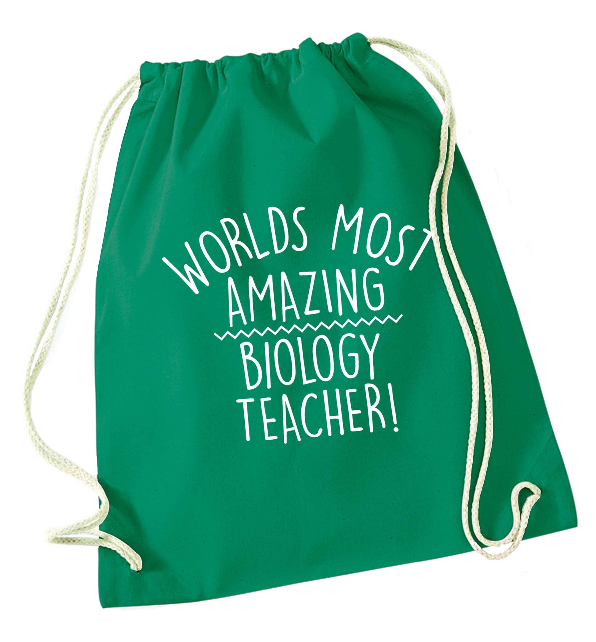 Worlds most amazing biology teacher green drawstring bag