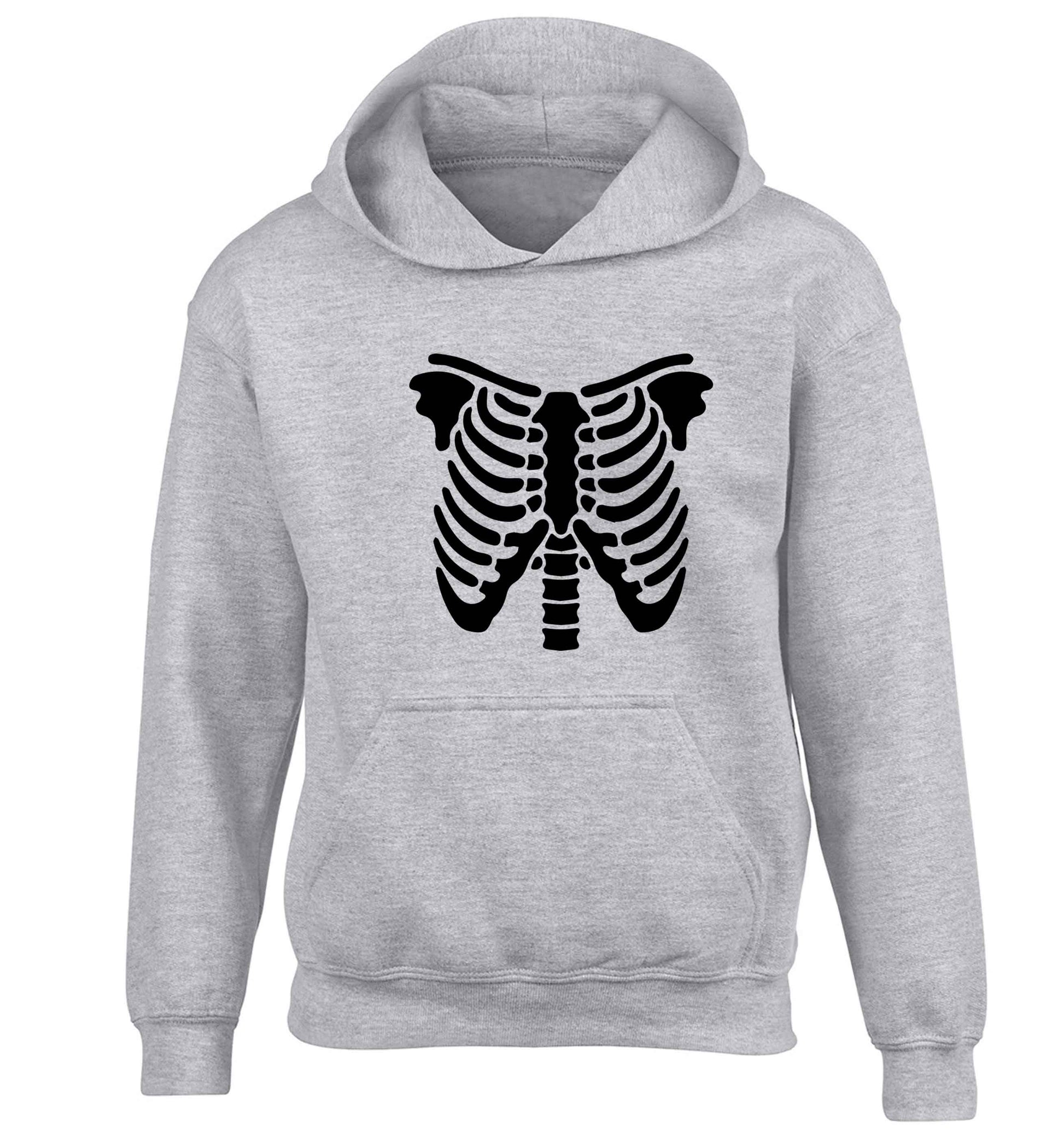 Skeleton ribcage children's grey hoodie 12-13 Years