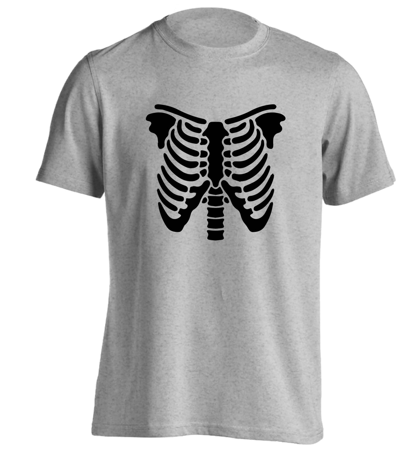 Skeleton ribcage adults unisex grey Tshirt 2XL