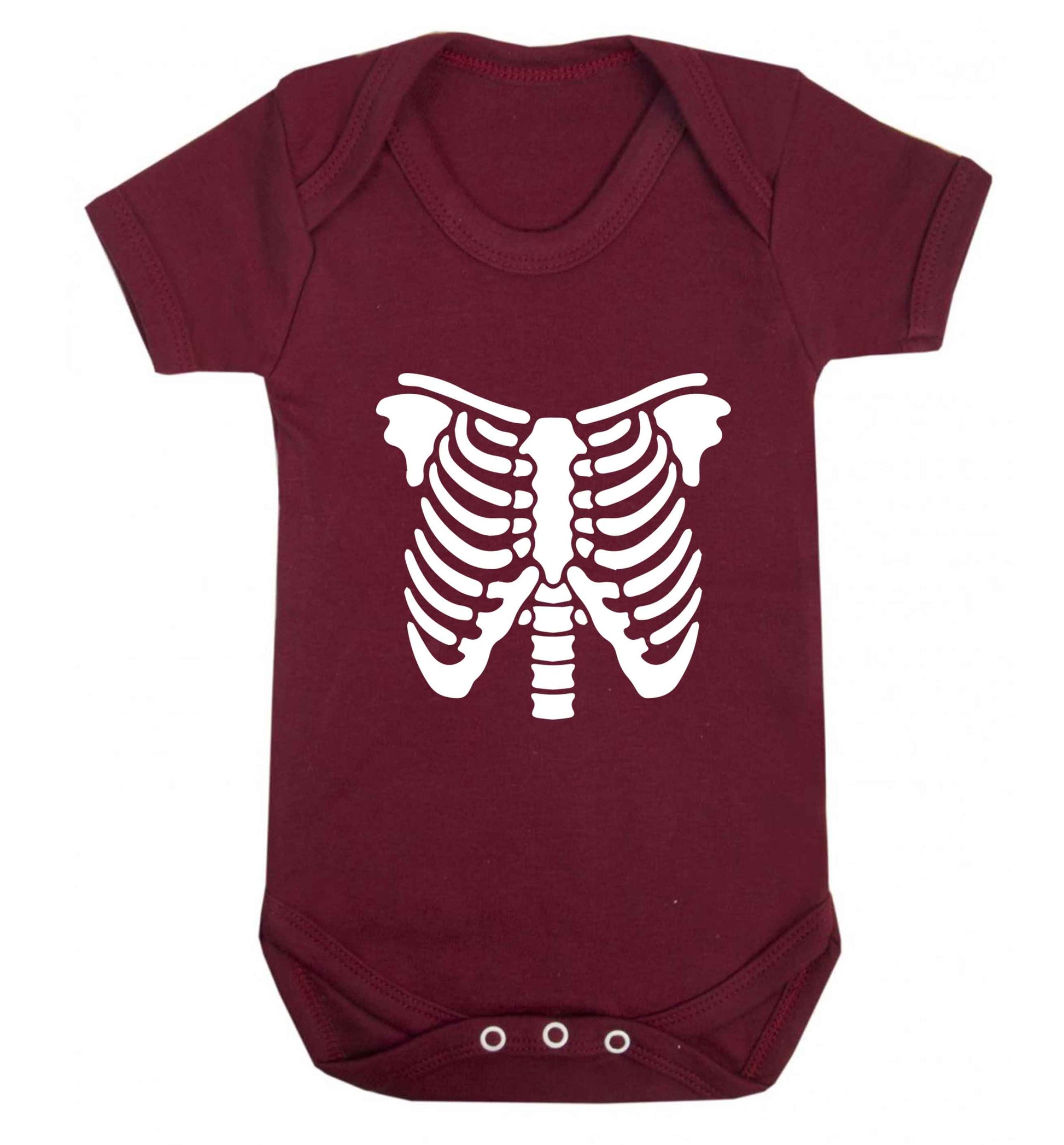 Skeleton ribcage baby vest maroon 18-24 months