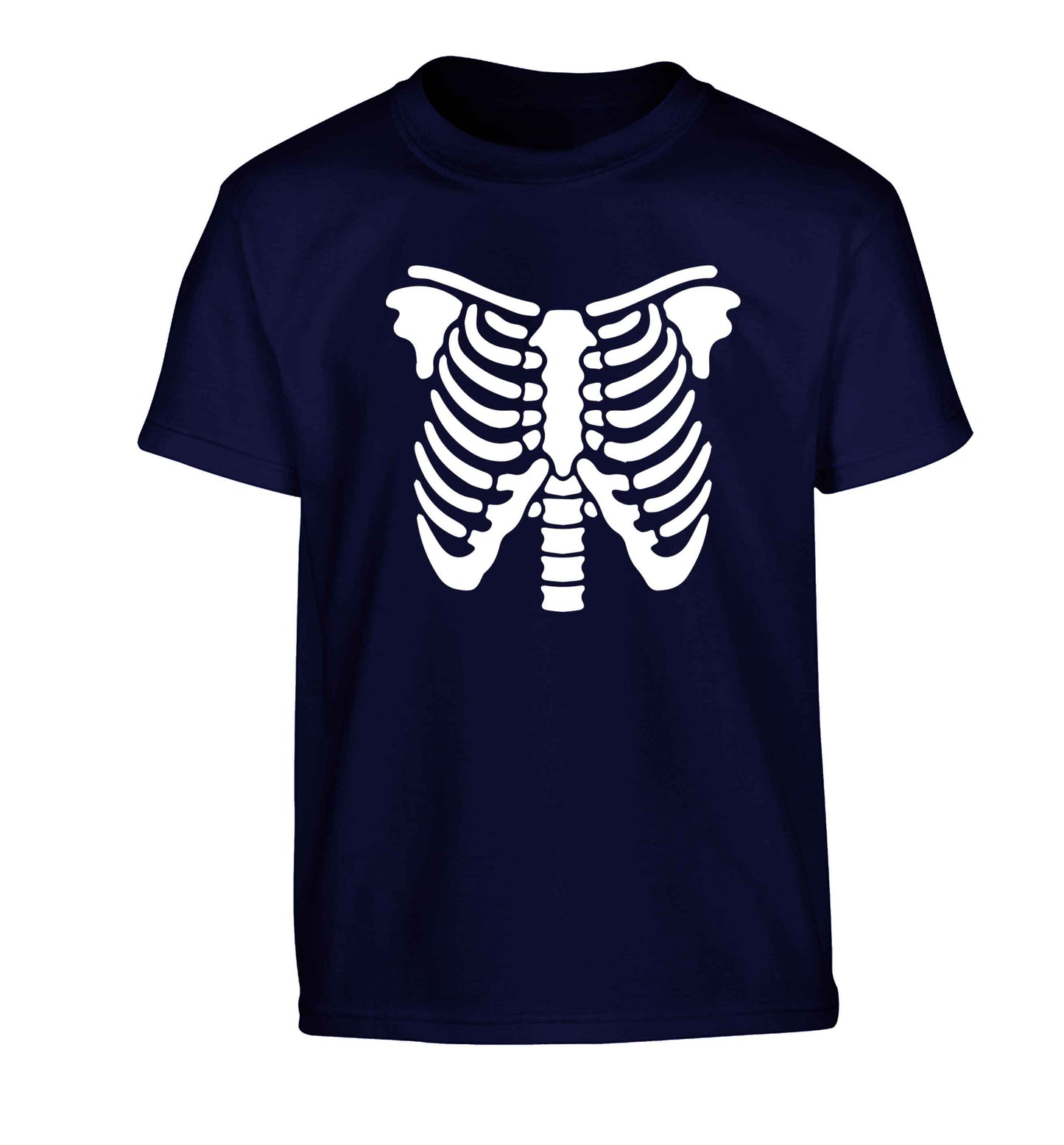 Skeleton ribcage Children's navy Tshirt 12-13 Years