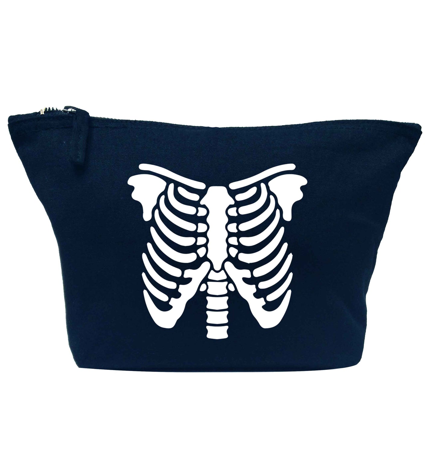Skeleton ribcage navy makeup bag