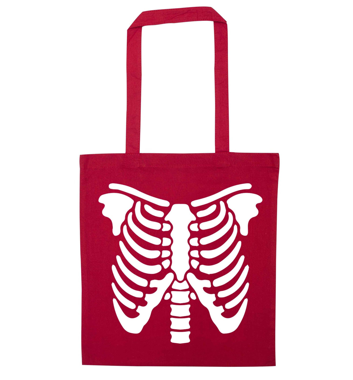 Skeleton ribcage red tote bag