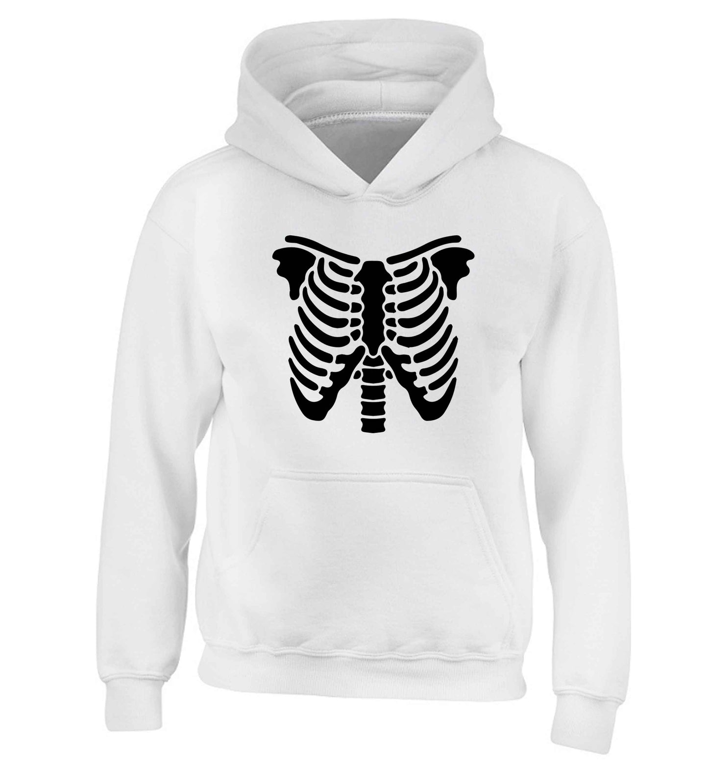 Skeleton ribcage children's white hoodie 12-13 Years