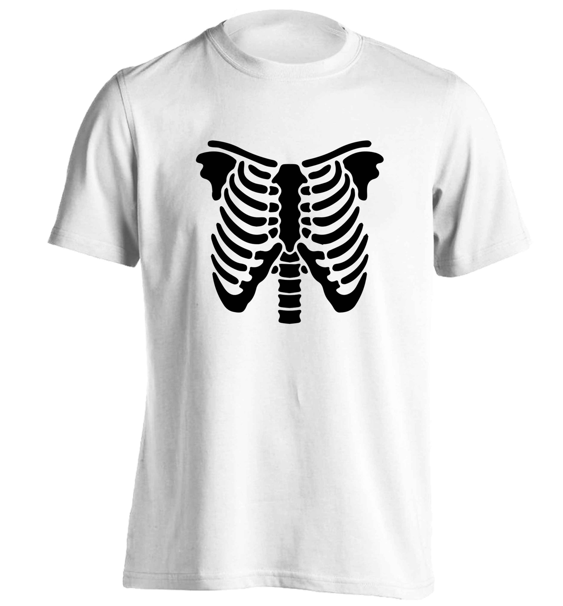 Skeleton ribcage adults unisex white Tshirt 2XL