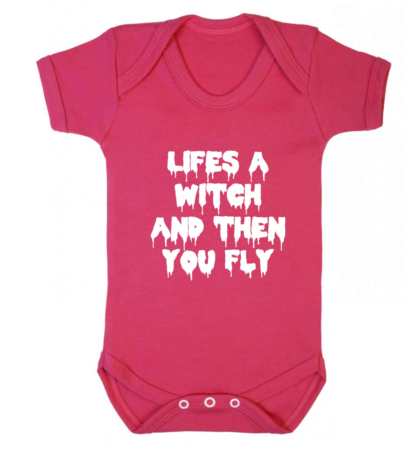 Life's a witch and then you fly baby vest dark pink 18-24 months