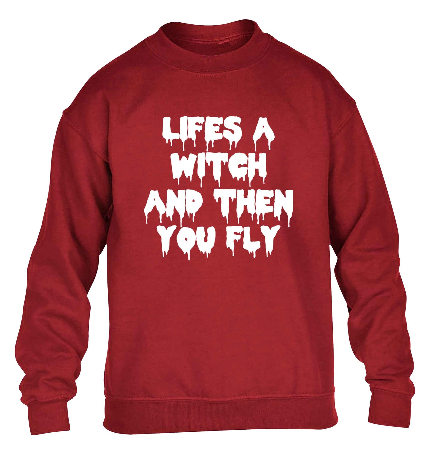 Life's a witch and then you fly children's grey sweater 12-13 Years