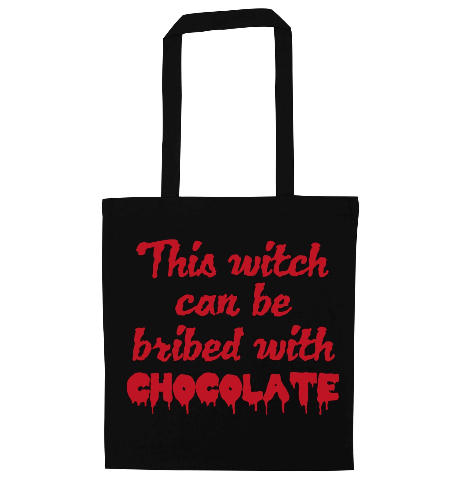 This witch can be bribed with chocolate black tote bag