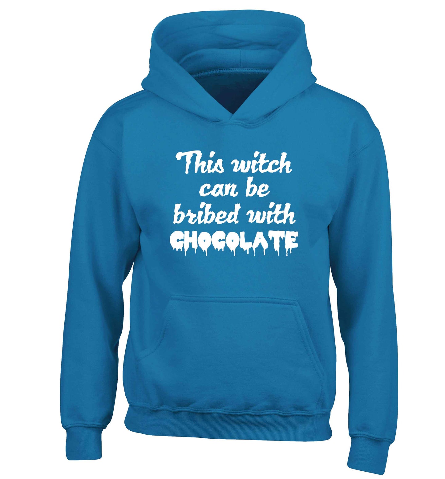 This witch can be bribed with chocolate children's blue hoodie 12-13 Years