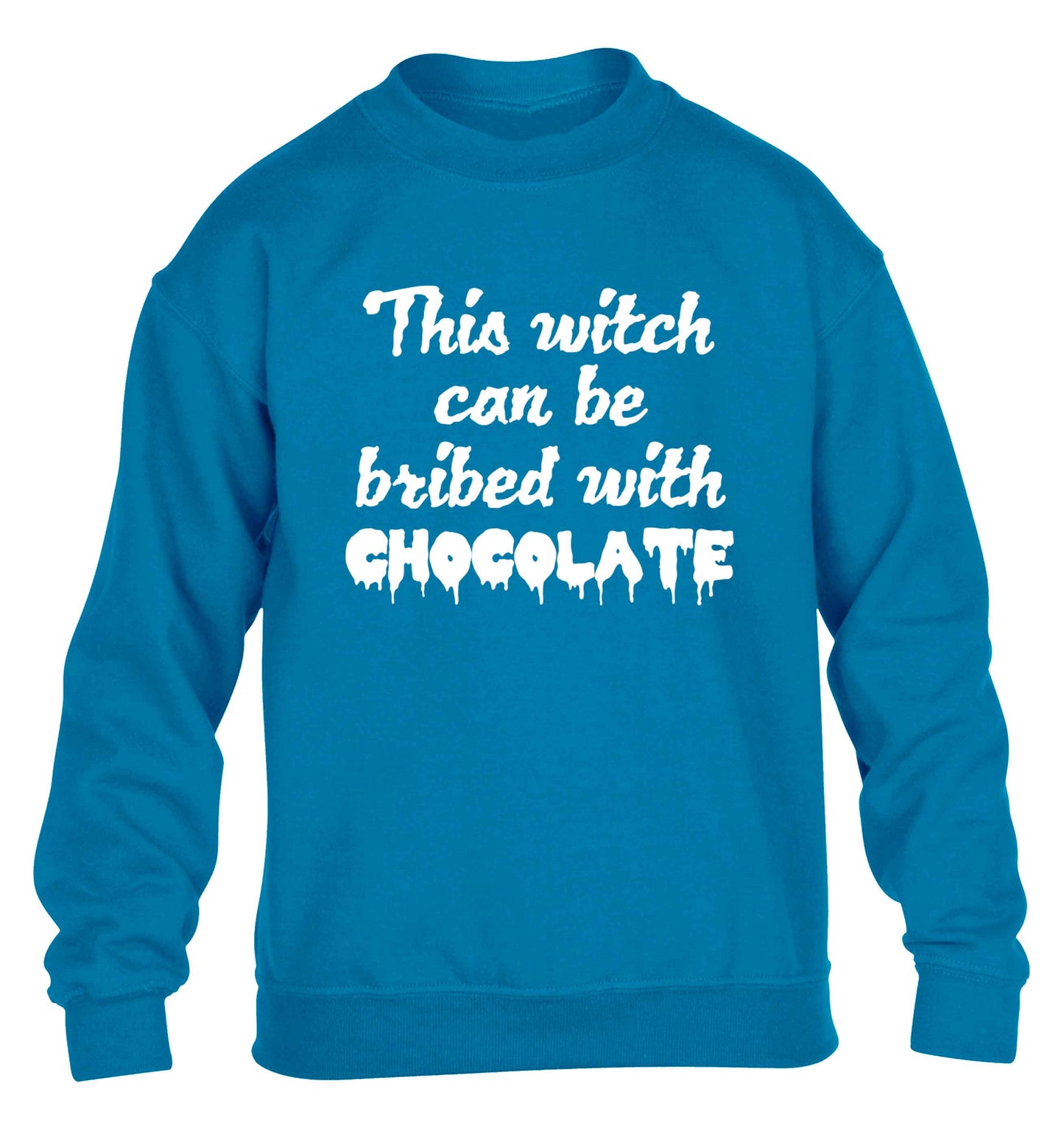 This witch can be bribed with chocolate children's blue sweater 12-13 Years
