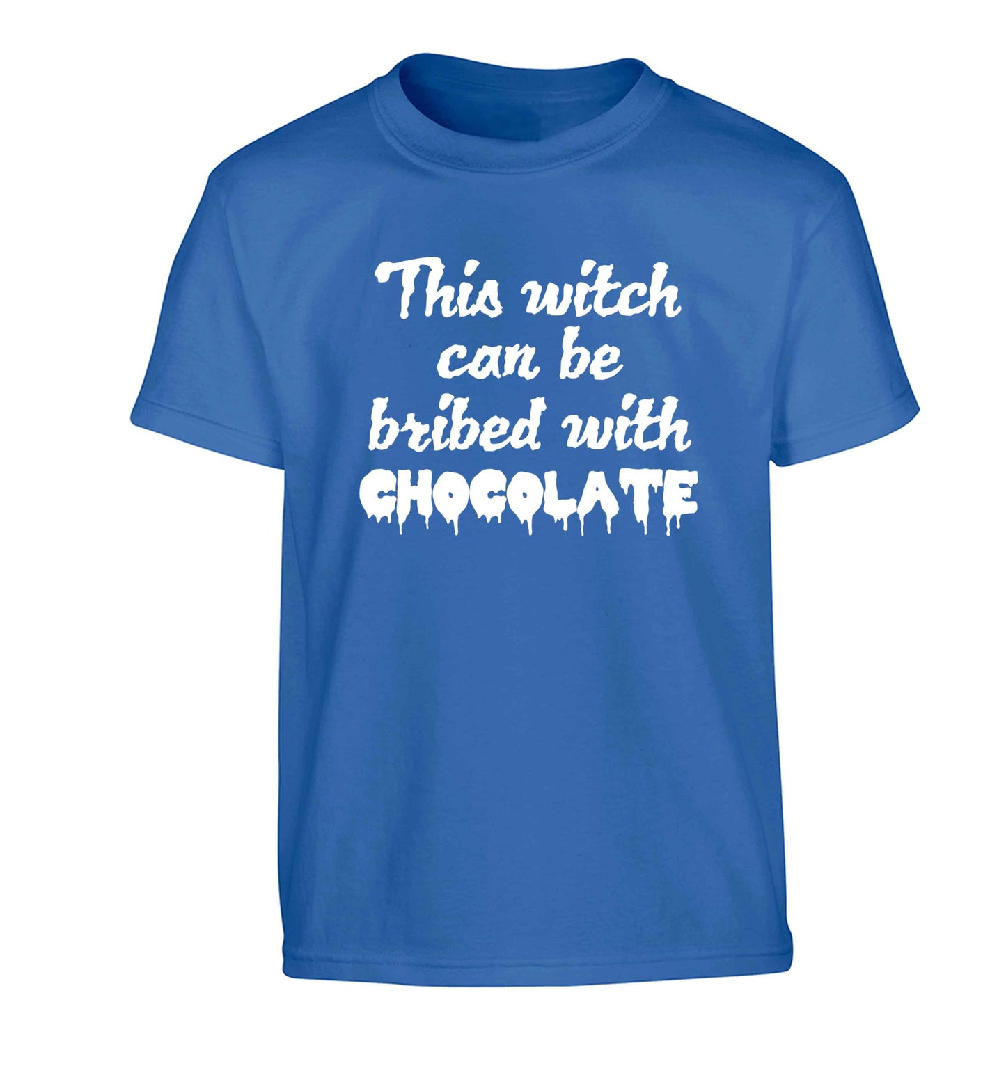 This witch can be bribed with chocolate Children's blue Tshirt 12-13 Years
