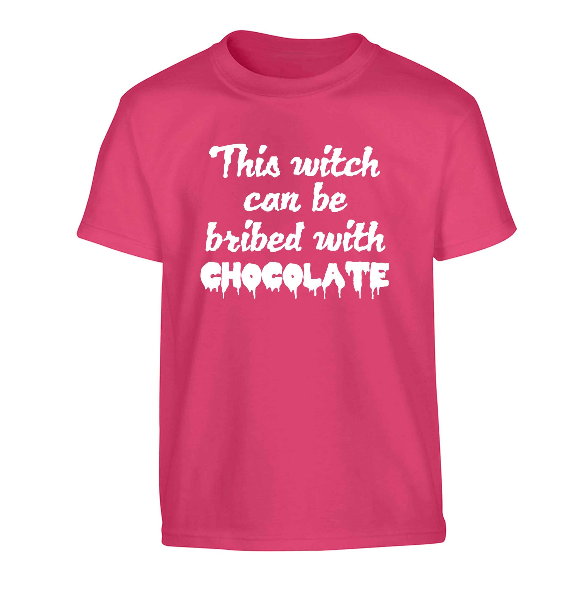 This witch can be bribed with chocolate Children's pink Tshirt 12-13 Years