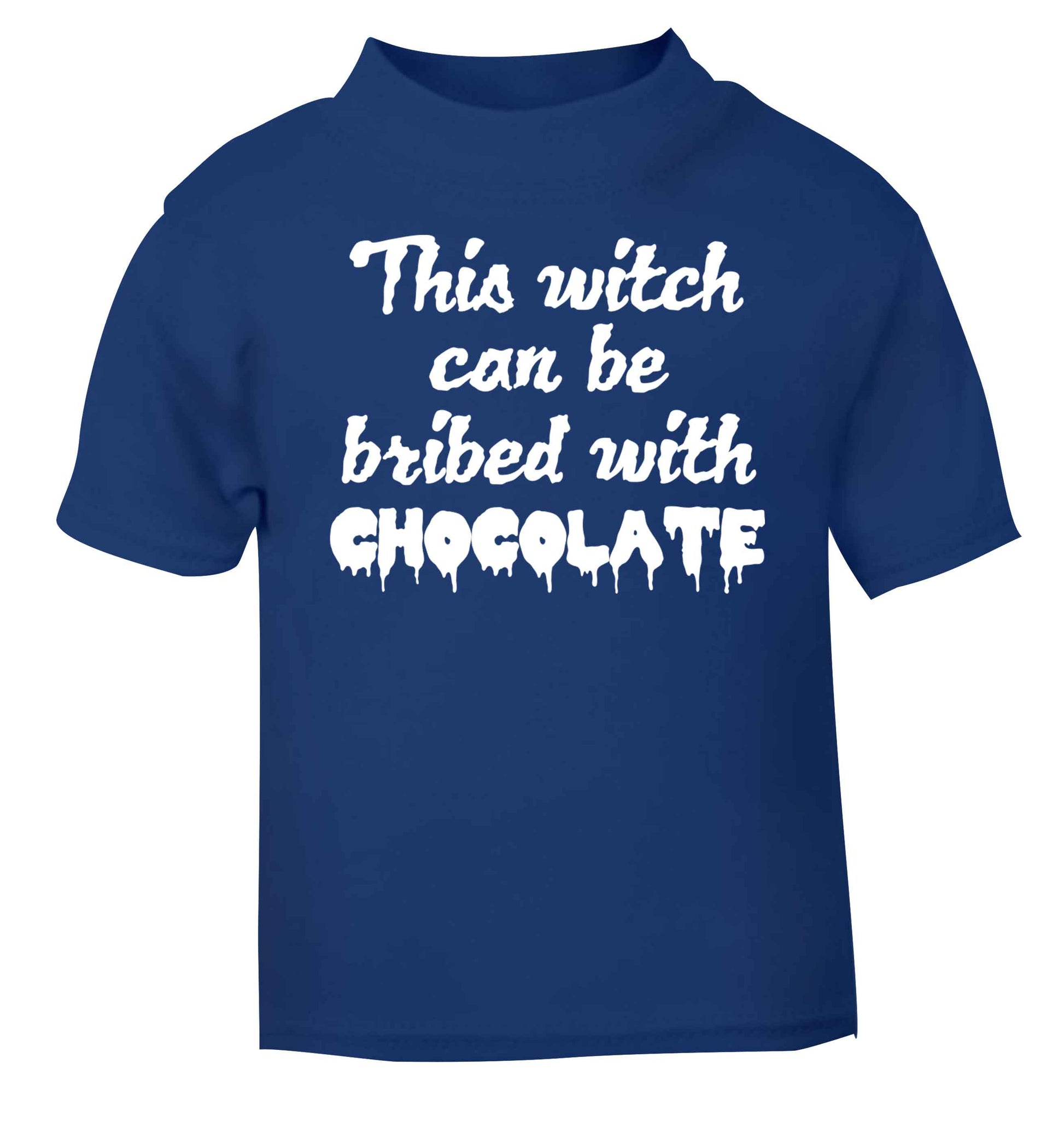This witch can be bribed with chocolate blue baby toddler Tshirt 2 Years