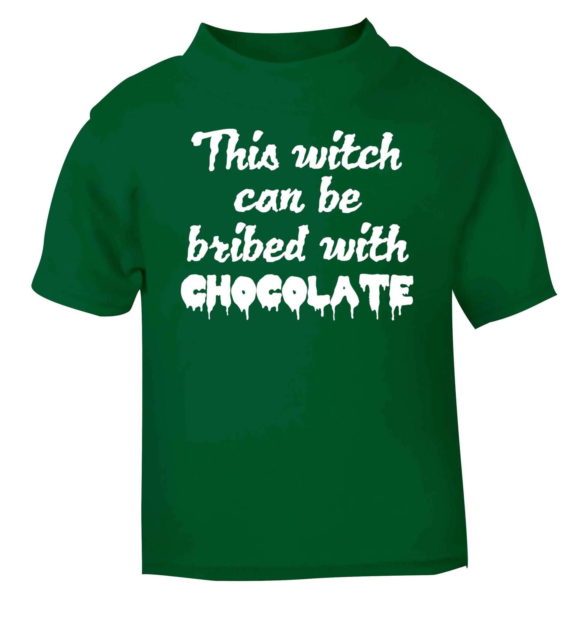 This witch can be bribed with chocolate green baby toddler Tshirt 2 Years