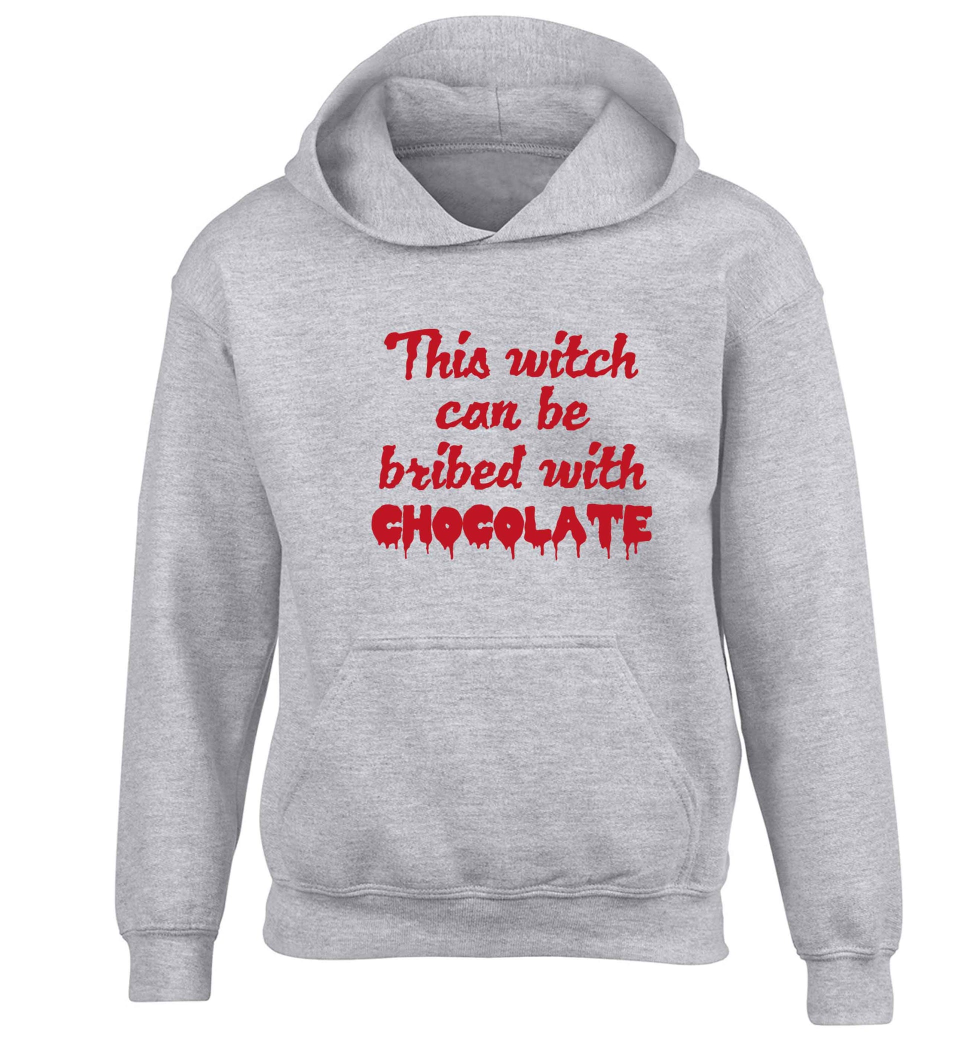 This witch can be bribed with chocolate children's grey hoodie 12-13 Years