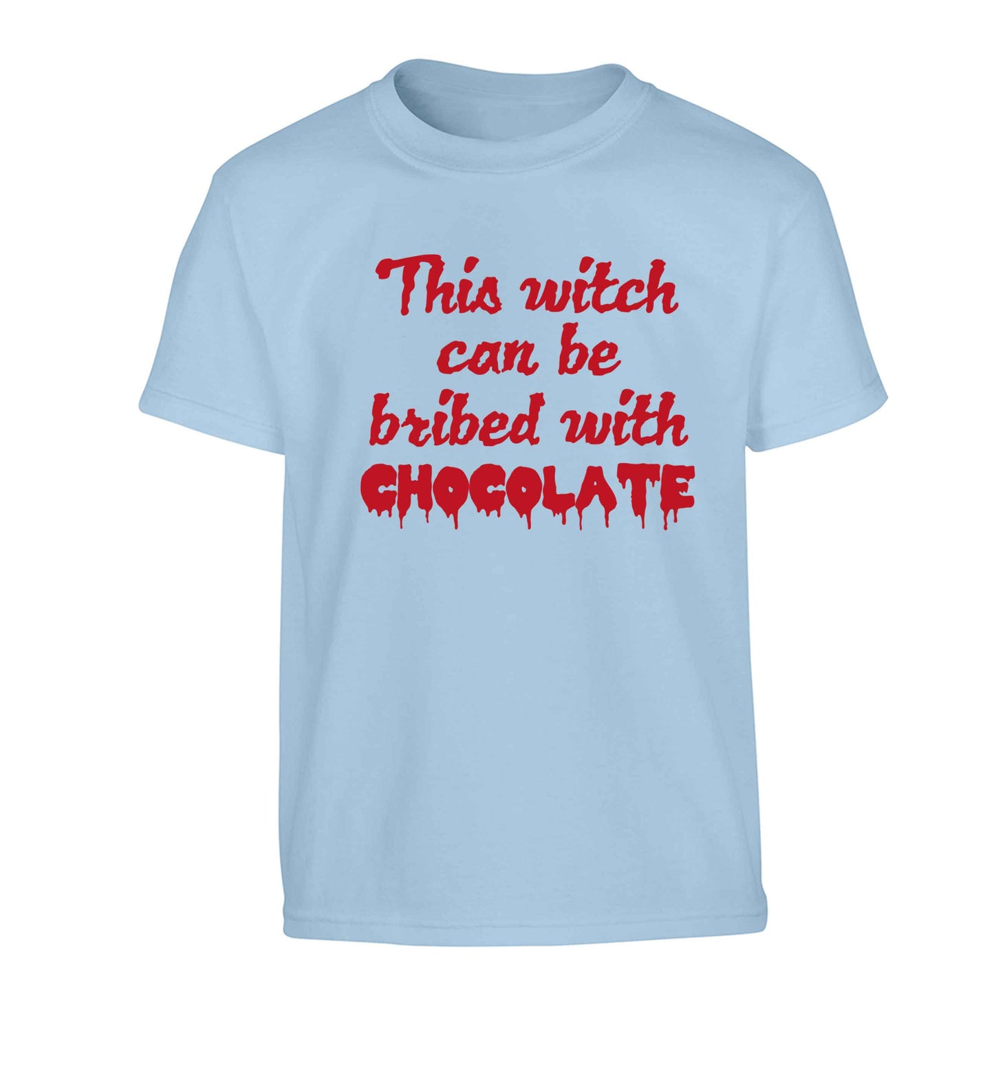 This witch can be bribed with chocolate Children's light blue Tshirt 12-13 Years