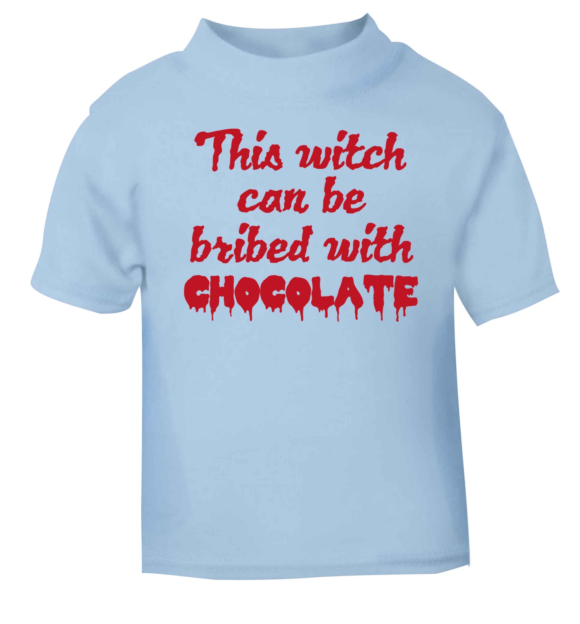 This witch can be bribed with chocolate light blue baby toddler Tshirt 2 Years