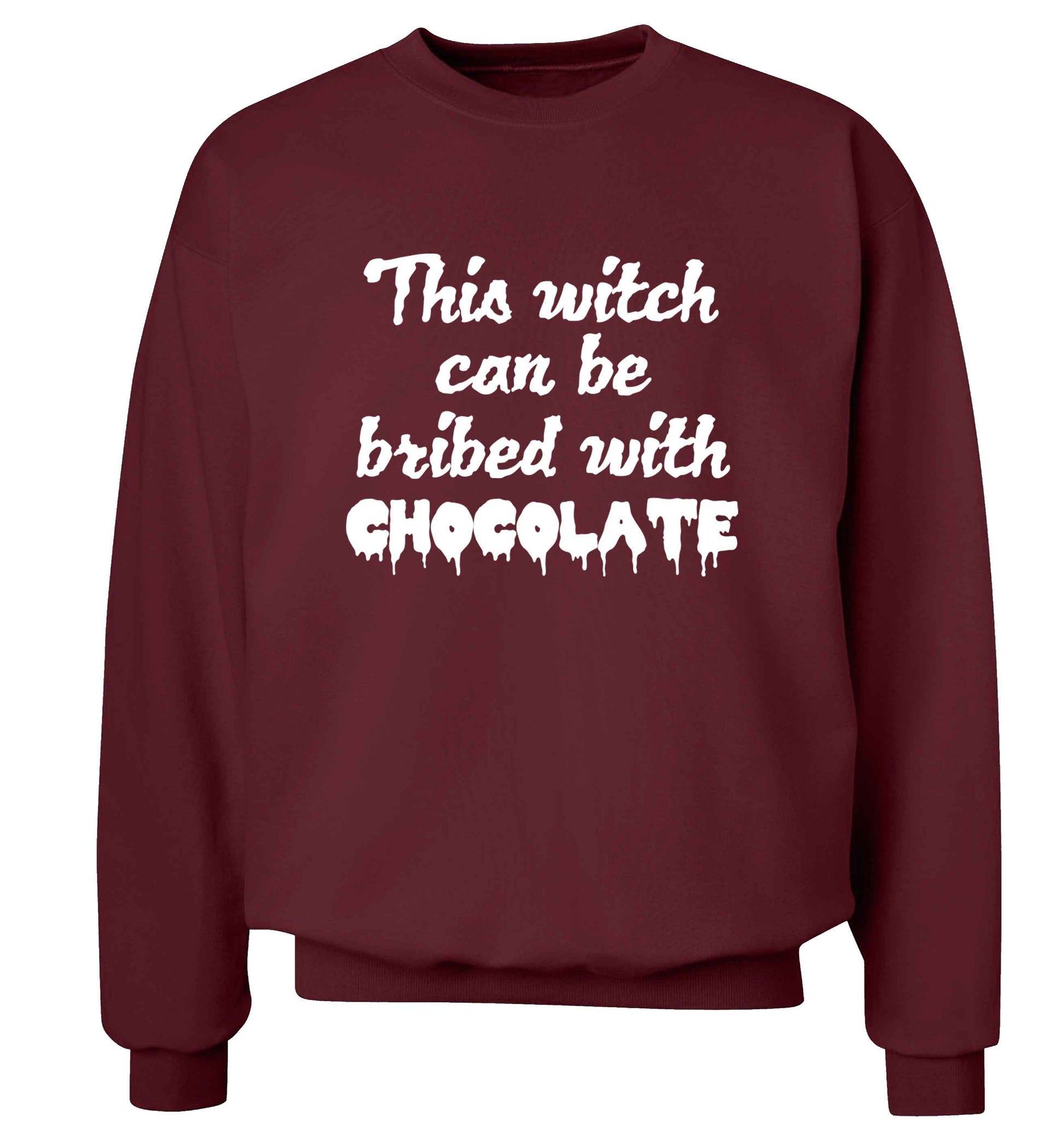 This witch can be bribed with chocolate adult's unisex maroon sweater 2XL