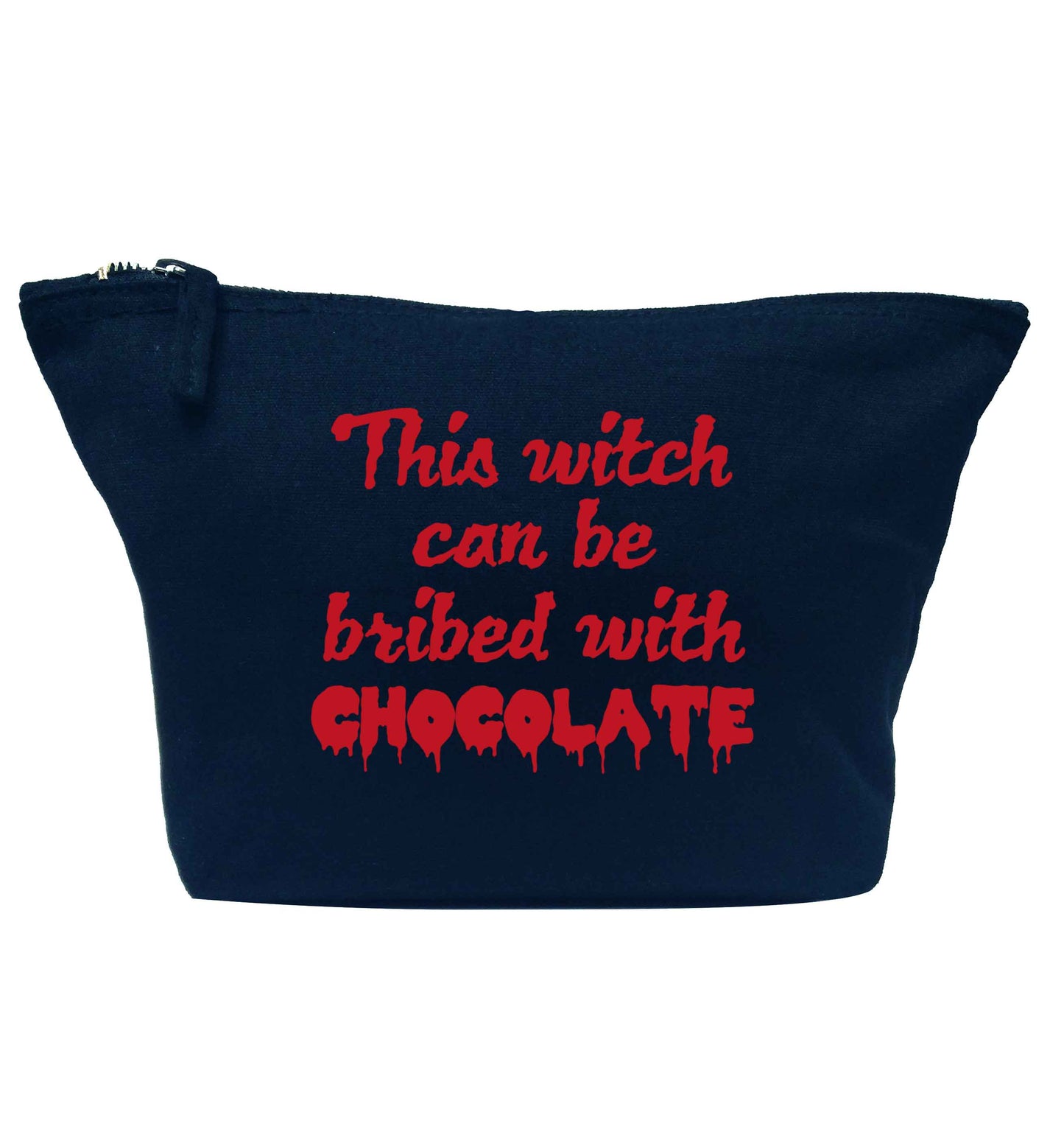 This witch can be bribed with chocolate navy makeup bag