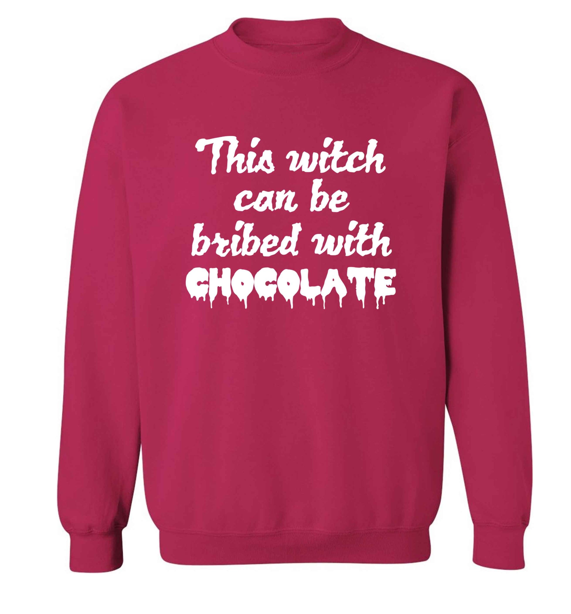This witch can be bribed with chocolate adult's unisex pink sweater 2XL