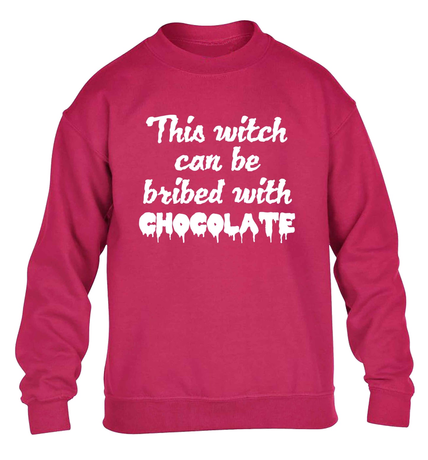 This witch can be bribed with chocolate children's pink sweater 12-13 Years