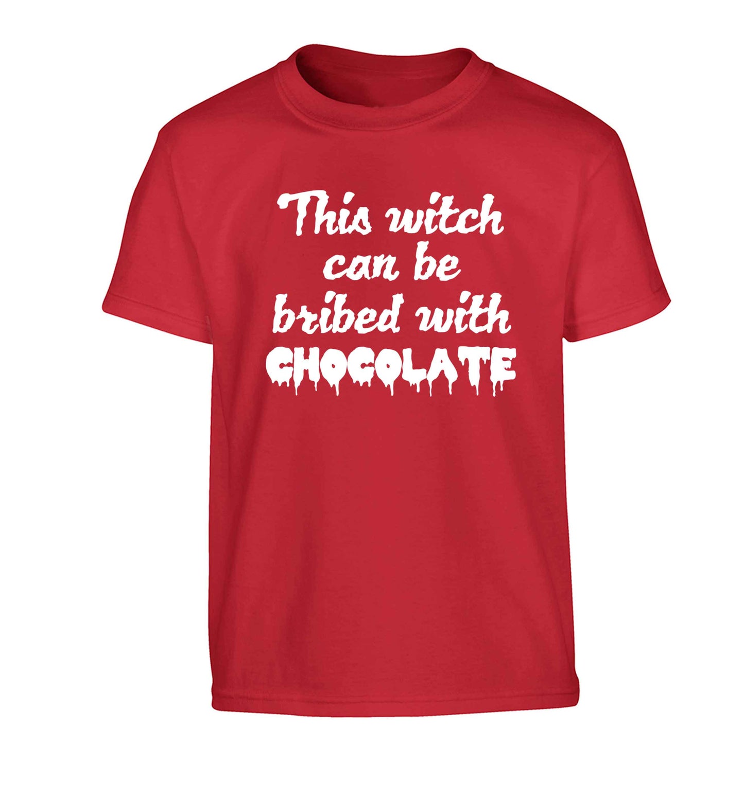 This witch can be bribed with chocolate Children's red Tshirt 12-13 Years