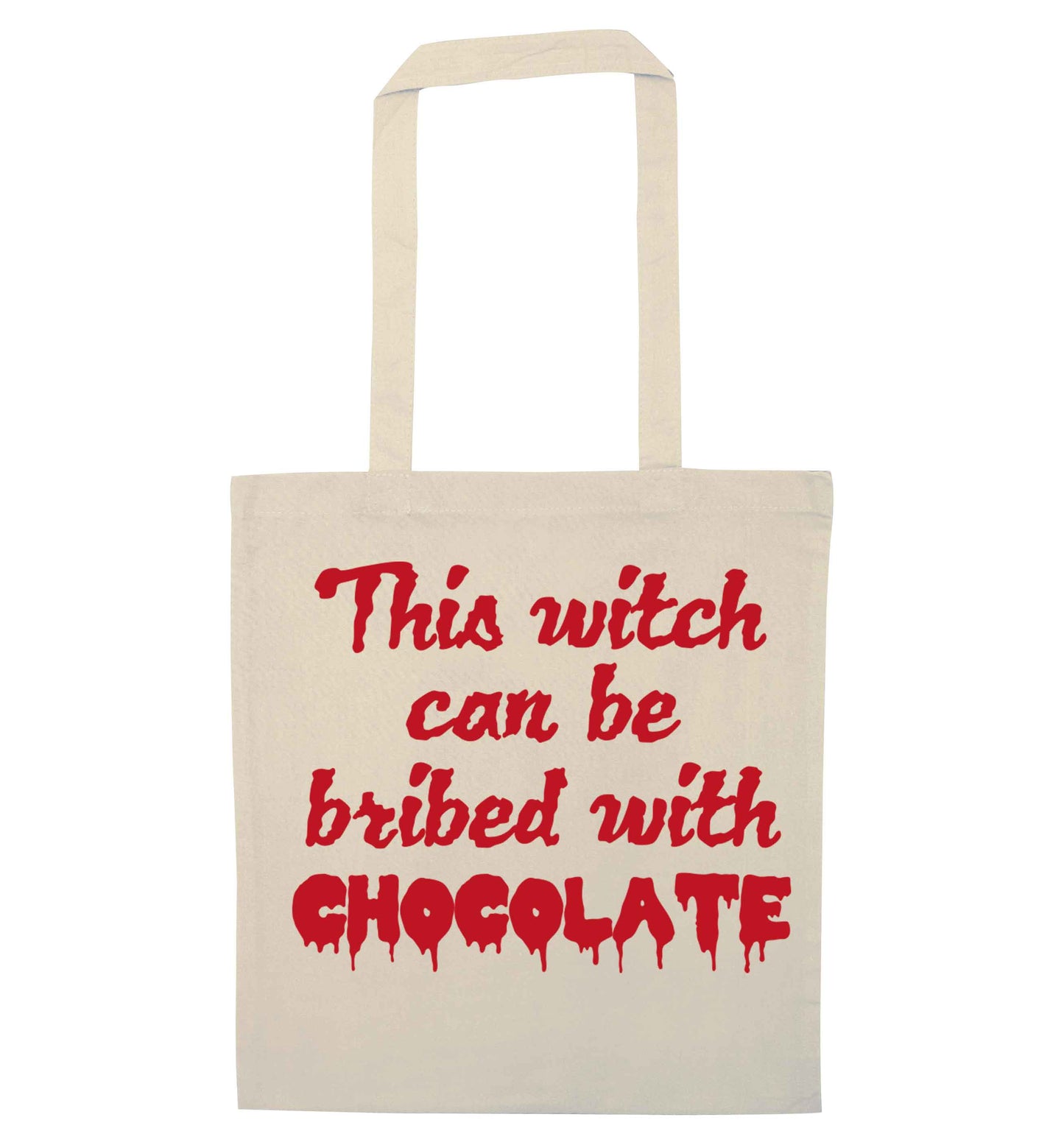 This witch can be bribed with chocolate natural tote bag
