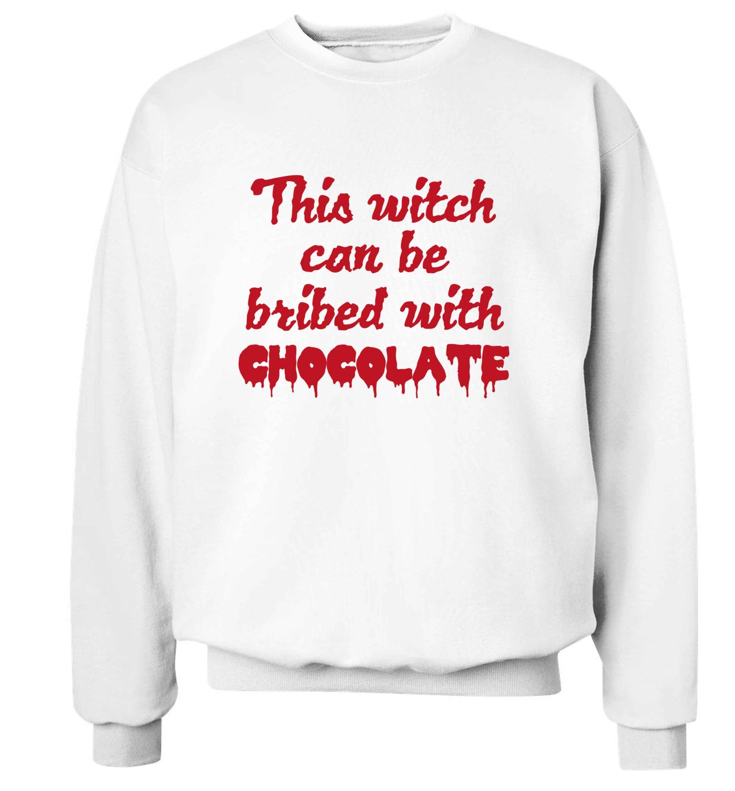 This witch can be bribed with chocolate adult's unisex white sweater 2XL